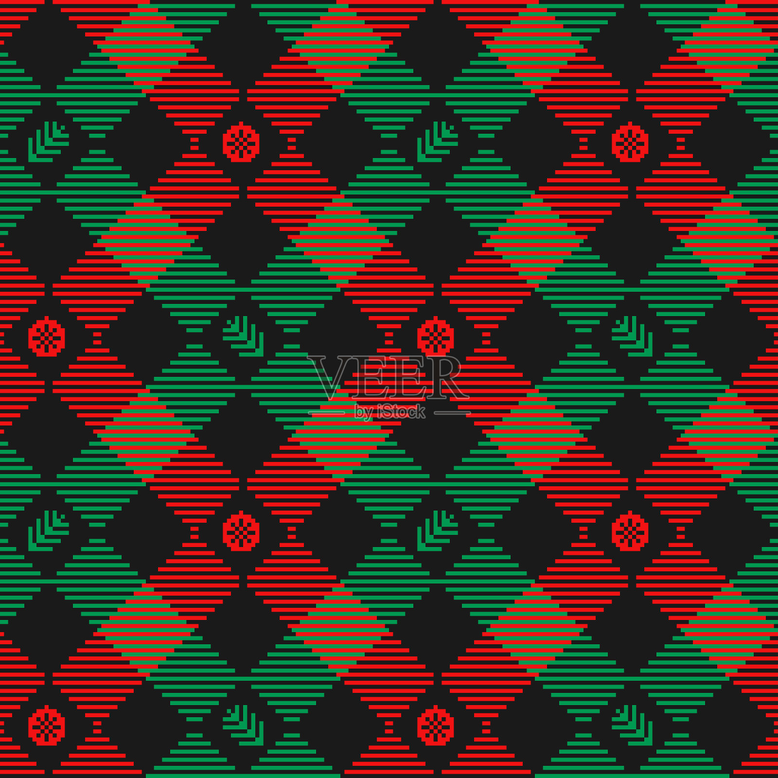 圣诞格子图案-无缝矢量插图在红色，绿色和黑色插画图片素材