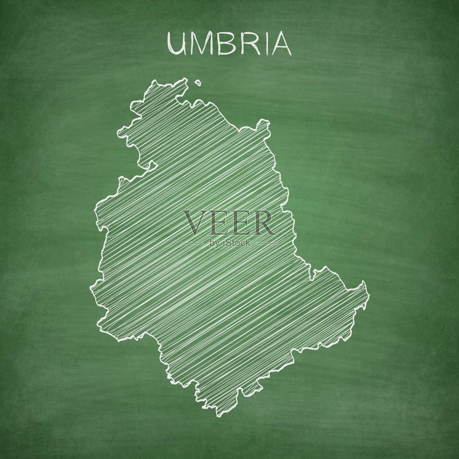 翁布里亚地图画在黑板上-黑板插画图片素材