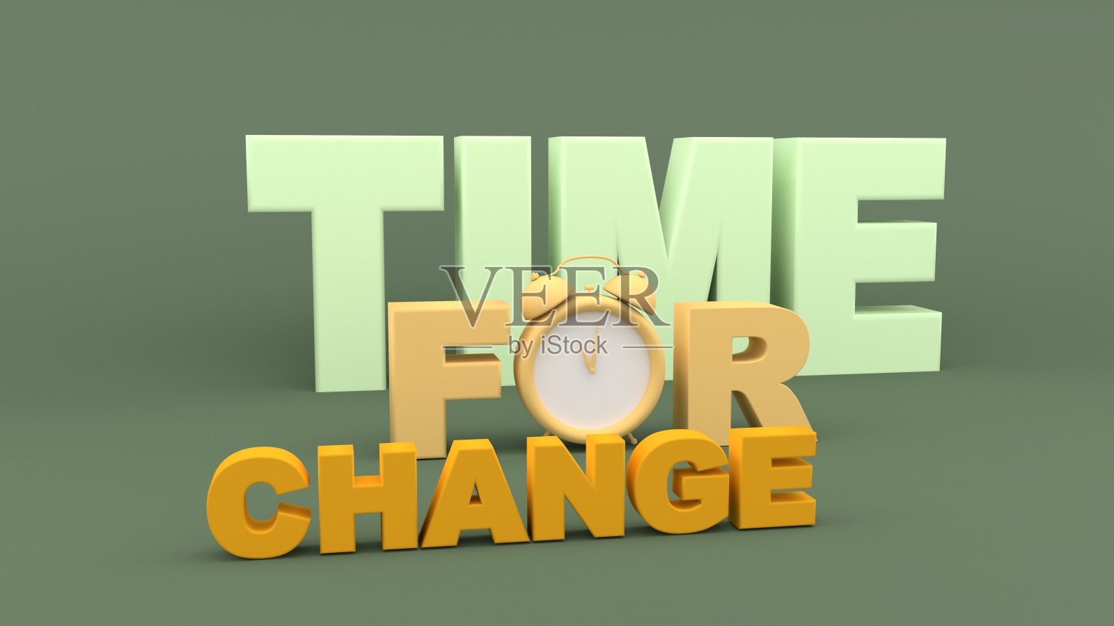 美容心理学的概念。抽象几何形状。闹钟的时间改变短语。三维渲染照片摄影图片