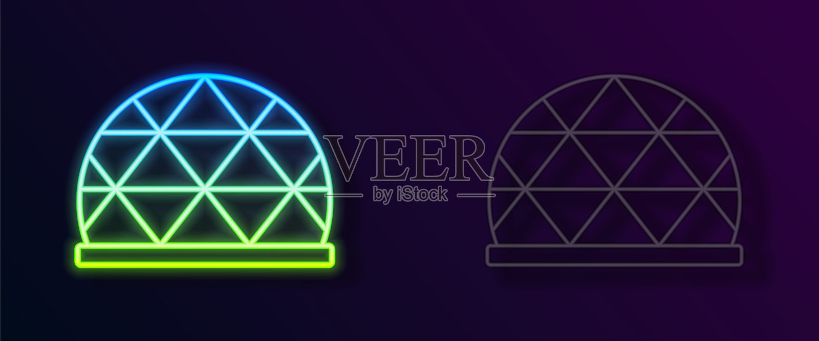 发光的霓虹灯线操场攀登设备图标孤立的黑色背景。孩子们爬游乐场。向量插画图片素材