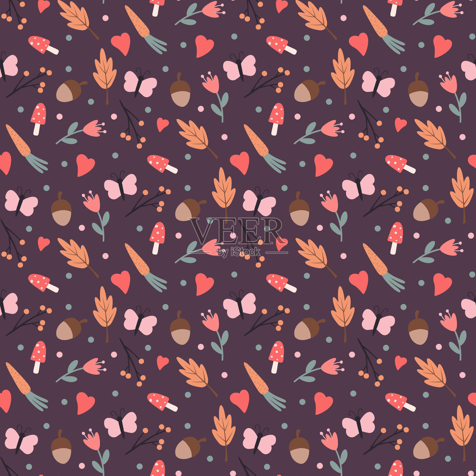 秋季无缝花纹插画图片素材