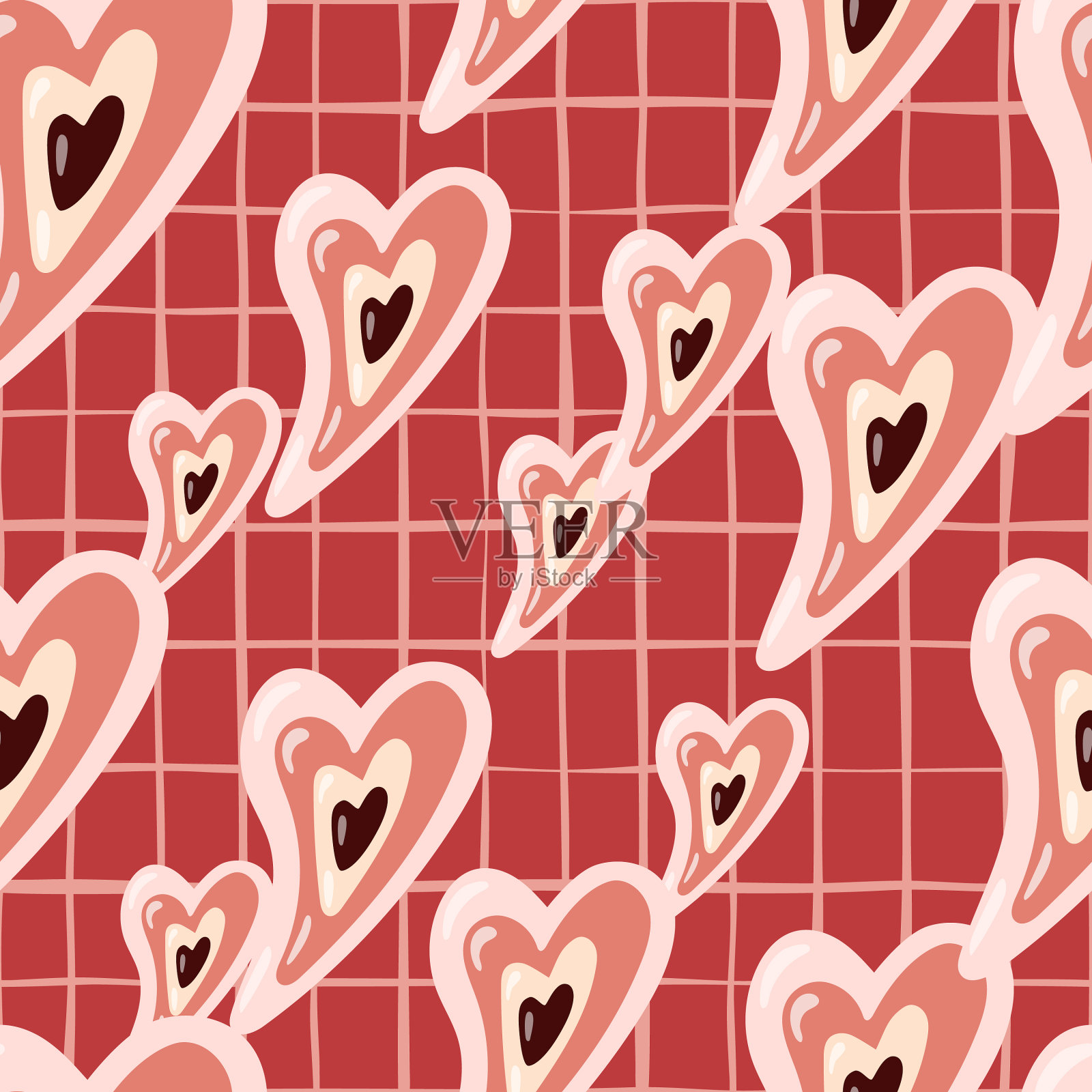 复古心无缝图案2月14日插画图片素材