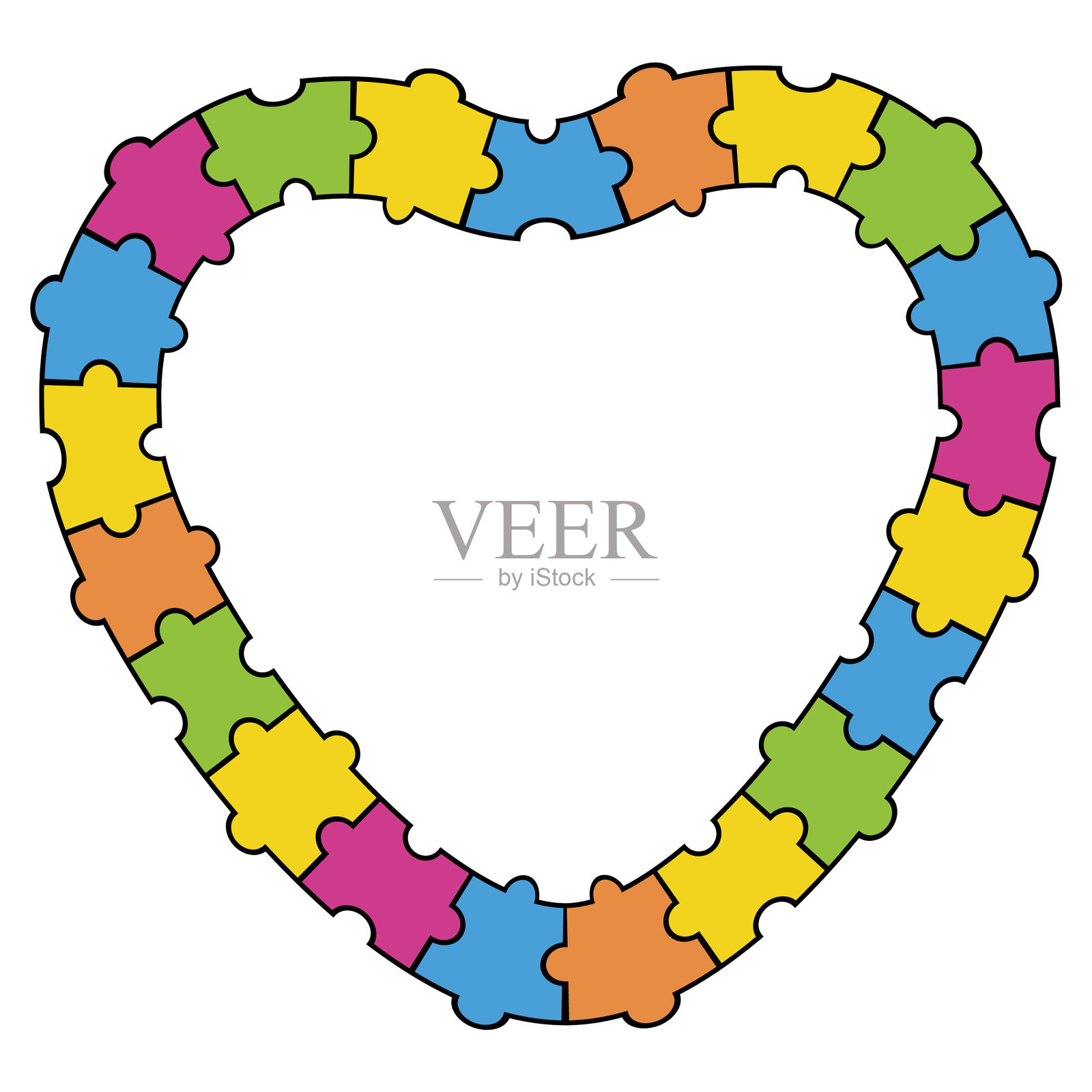 抽象拼图心边框框架设计元素图片