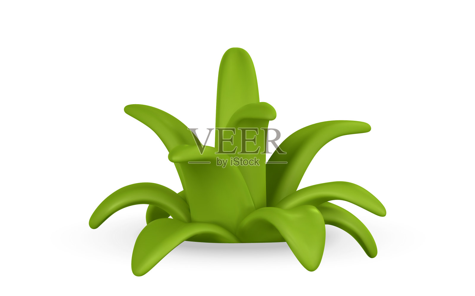 3d逼真可爱的绿色草在卡通风格设计元素图片