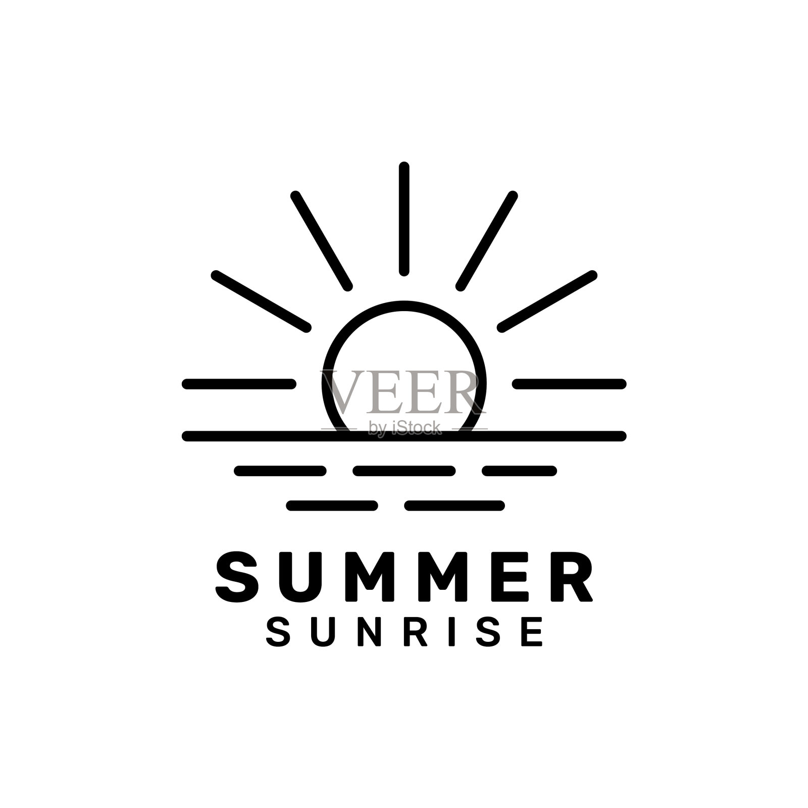 日出从海下的标志设计插画图片素材