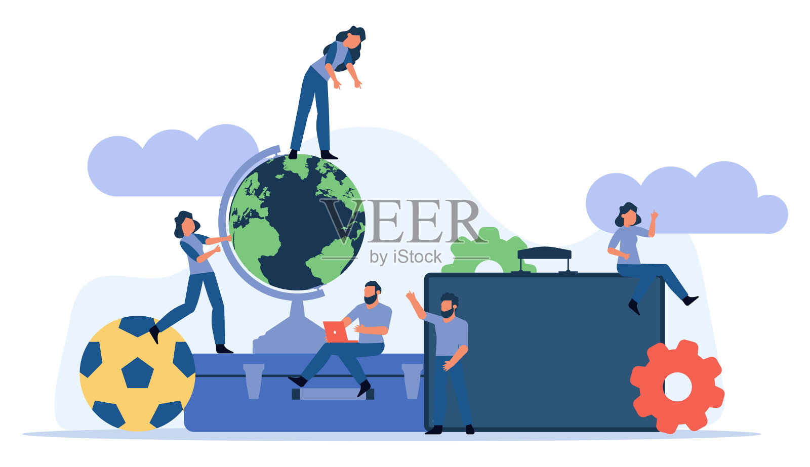 挑战旅程男女观念与插画图片素材