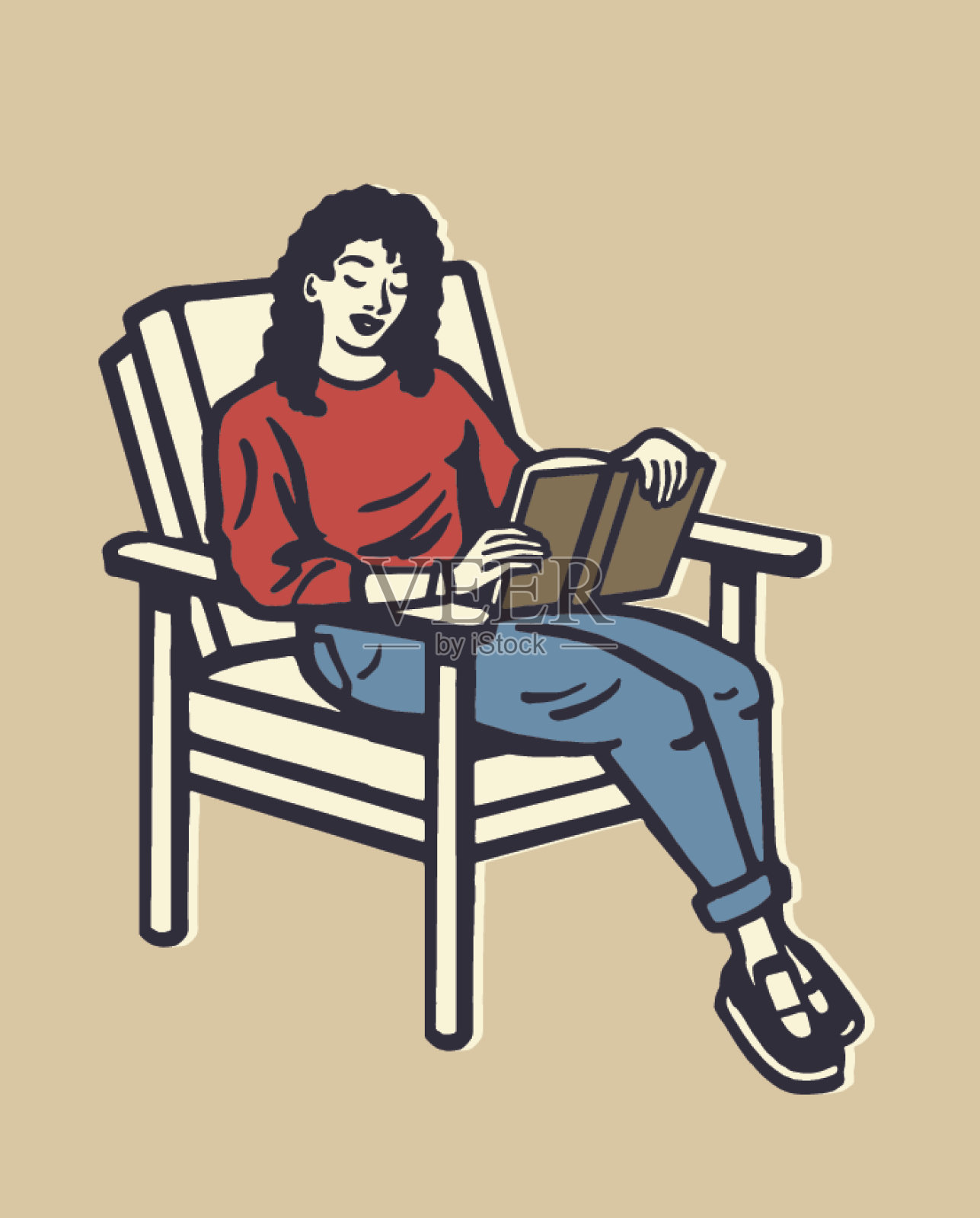 读书的女人插画图片素材