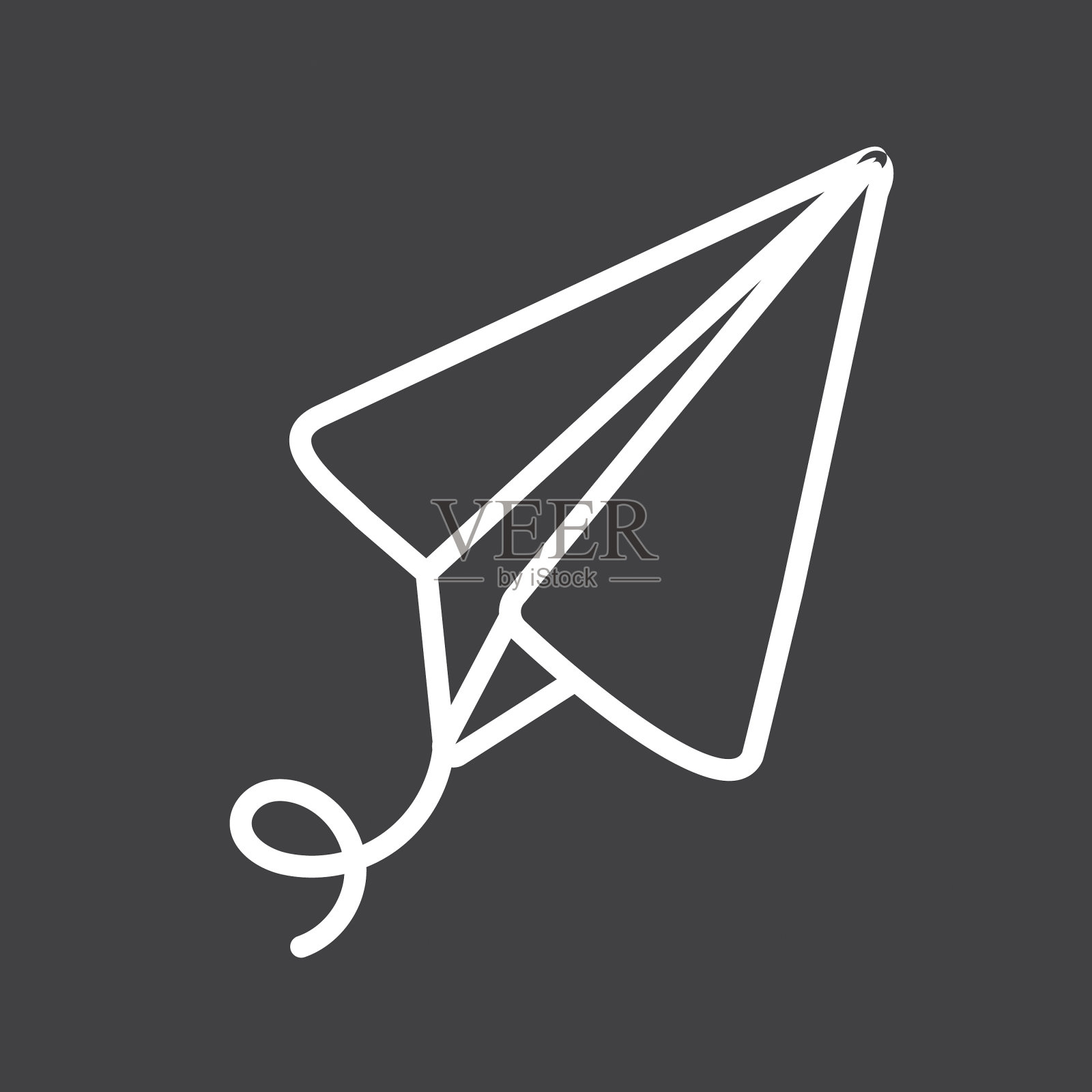 纸飞机向上飞行平面简单轮廓线艺术设计图标插画图片素材