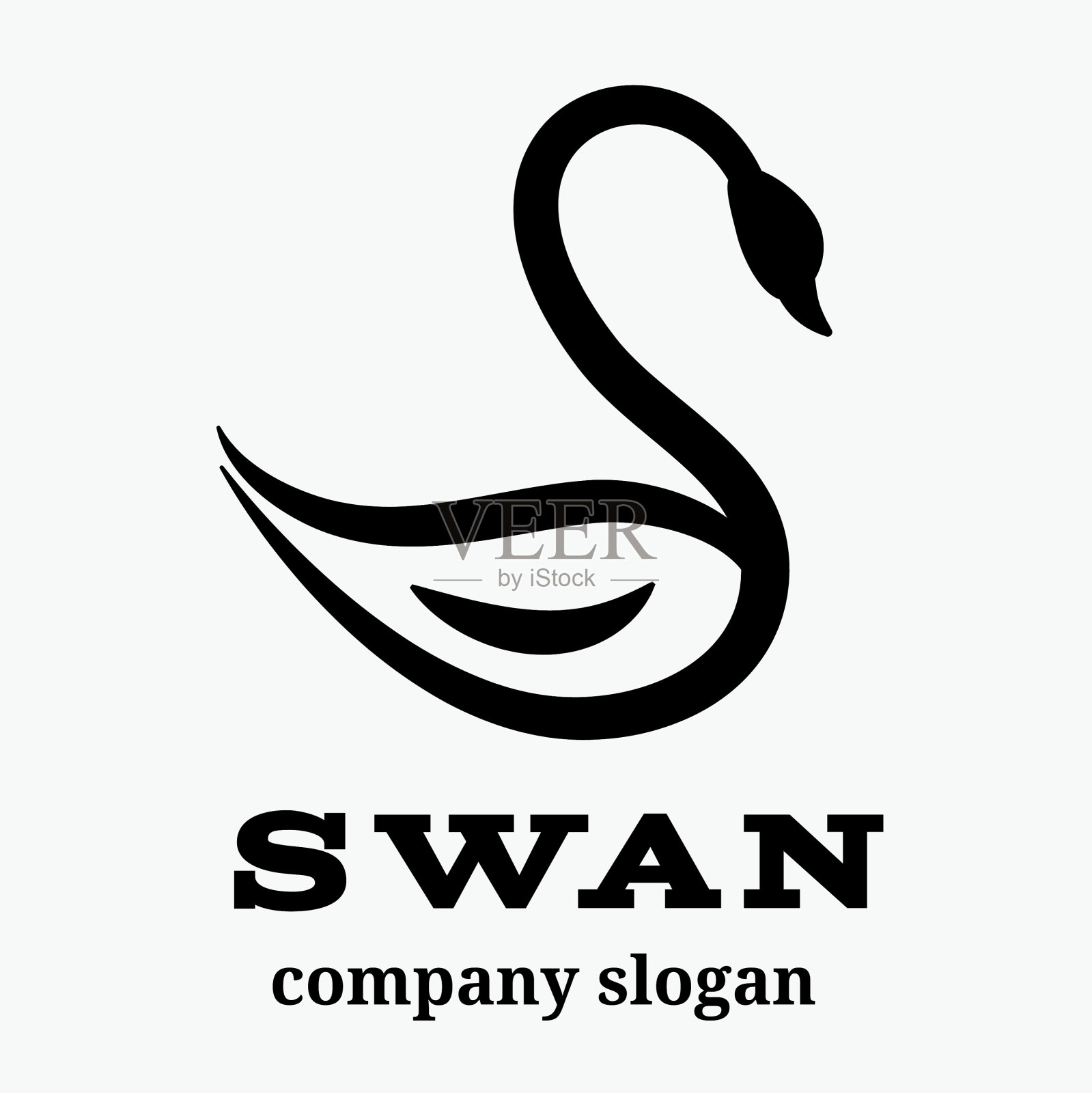 天鹅标志模板插画图片素材