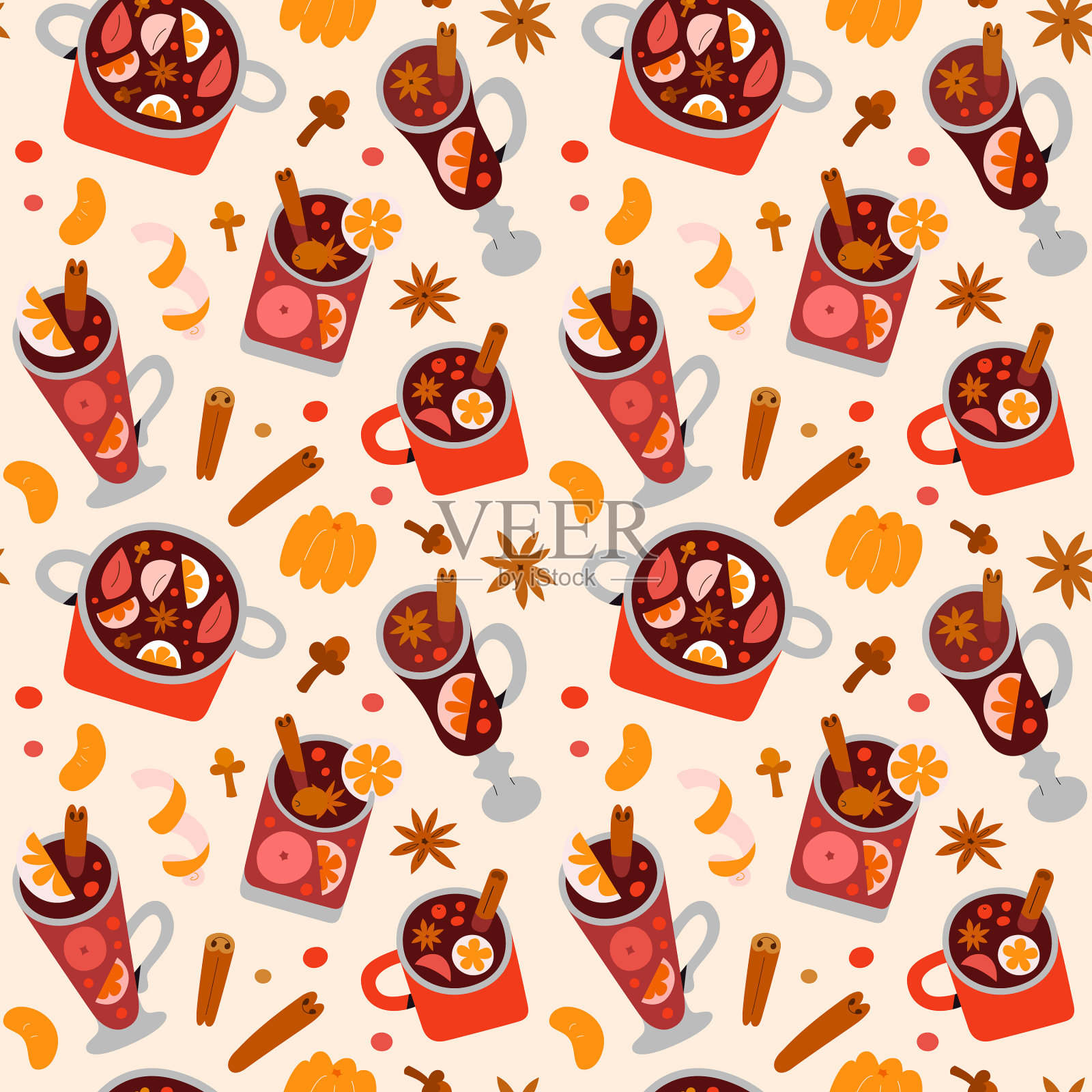 热葡萄酒图案圣诞节日饮料插画图片素材