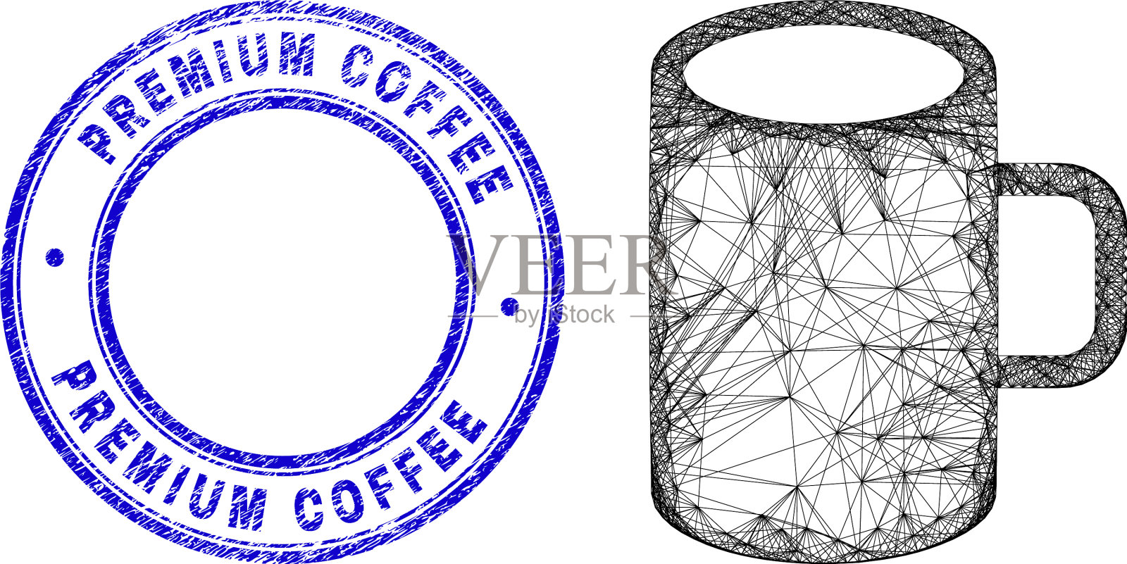 有纹理的高级咖啡烘焙机密封和网插画图片素材