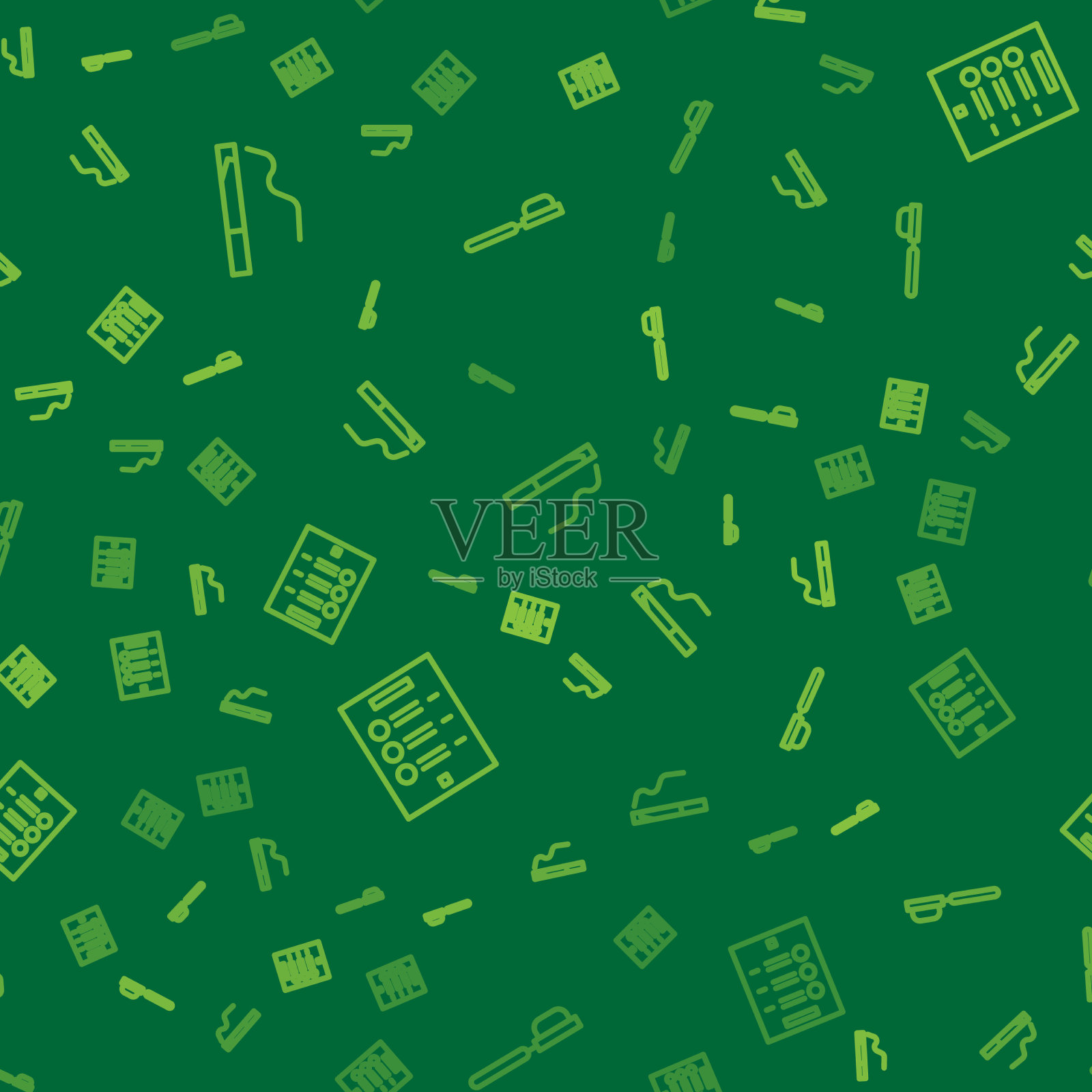 设置线烟咖啡菜单和滤芯架图标素材