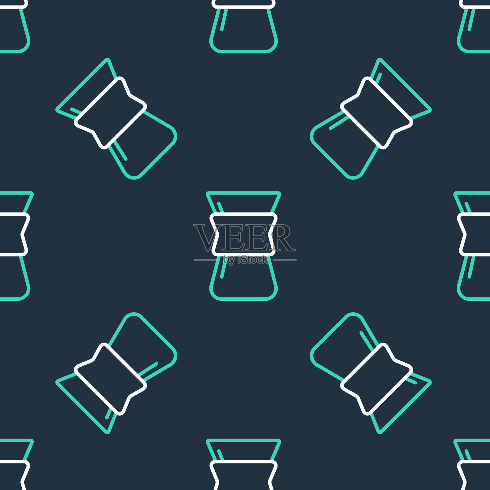 Line pour over咖啡机图标孤立无缝插画图片素材