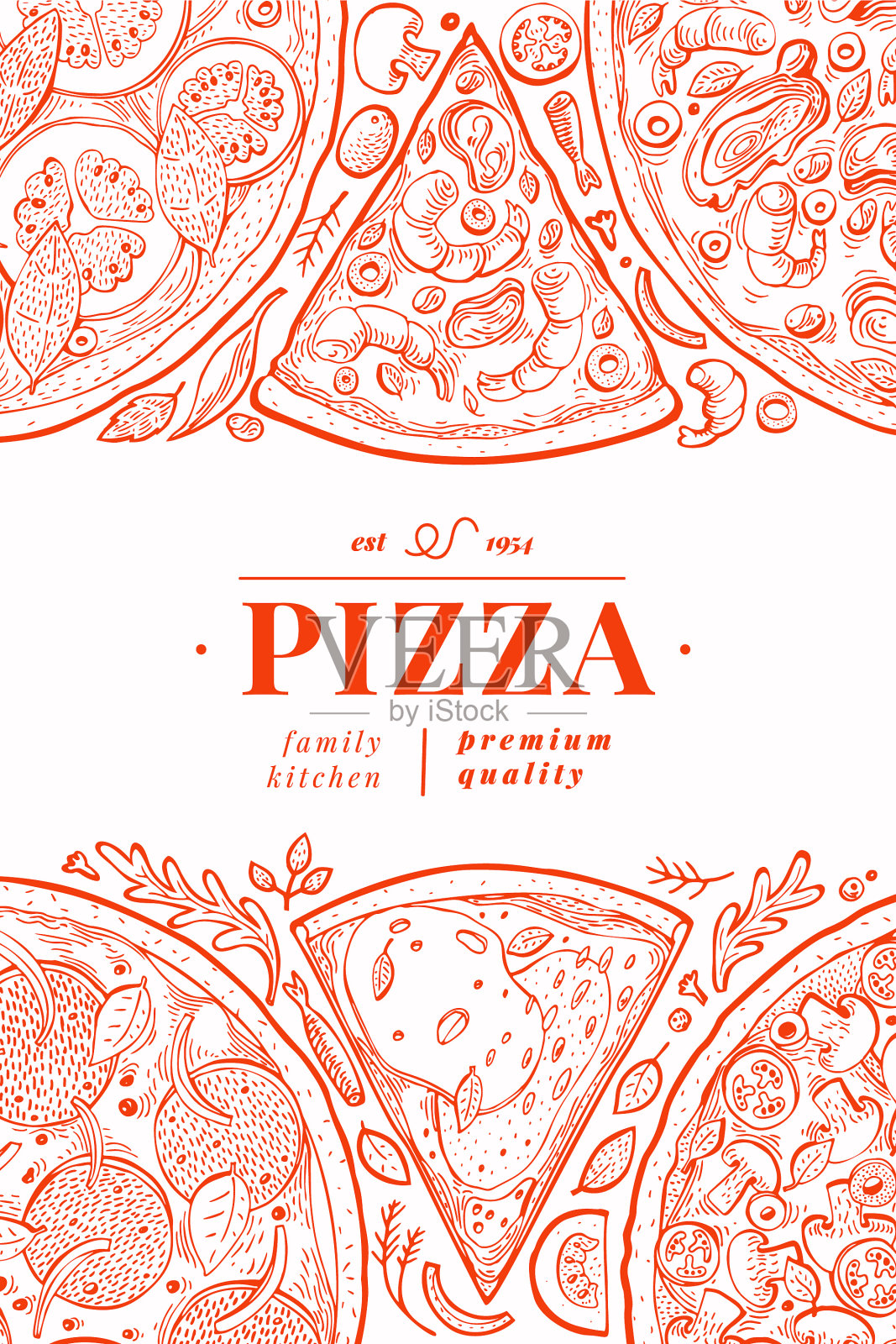 意大利披萨横幅模板手绘vintage插画图片素材