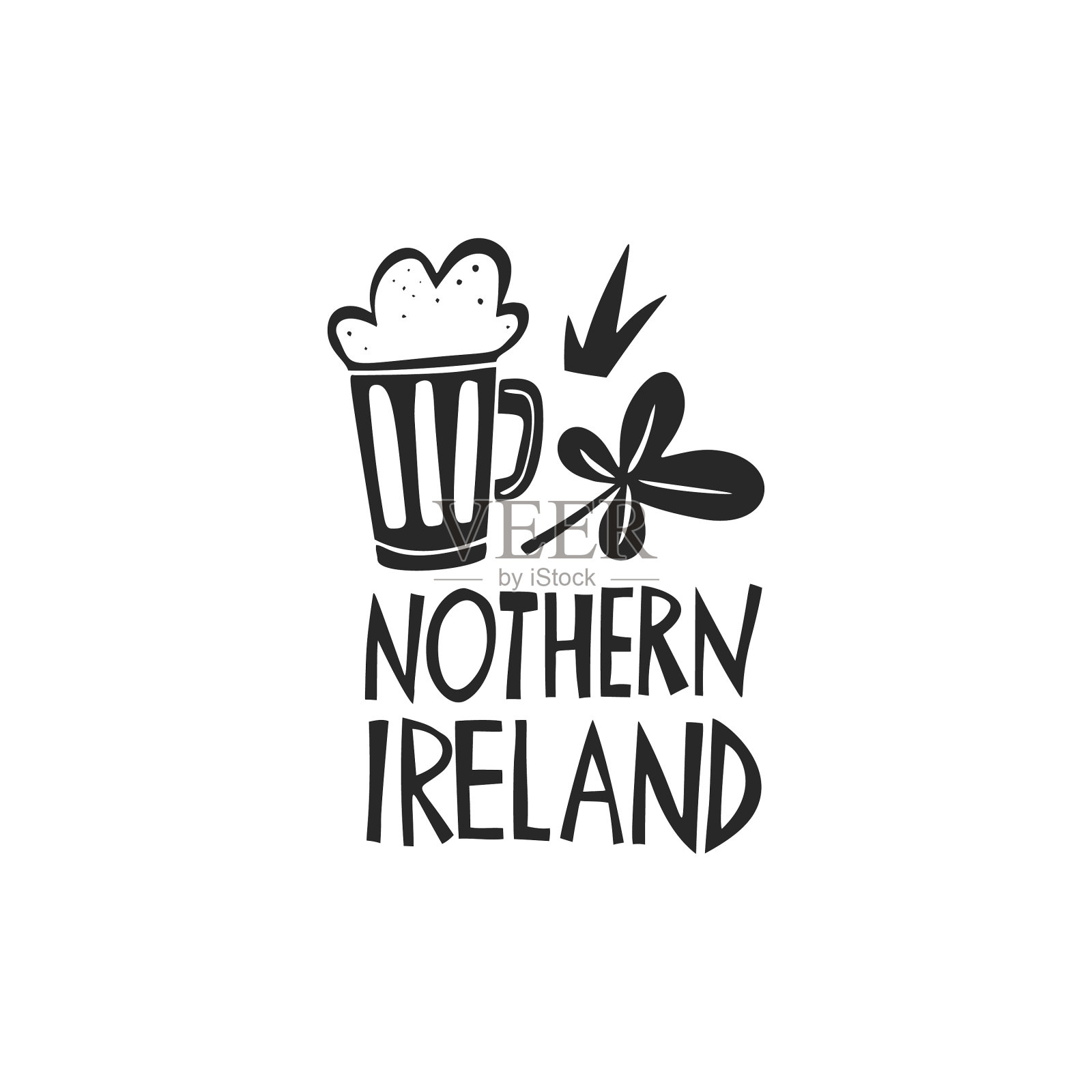 手绘的标志为北爱尔兰旅行的插画图片素材