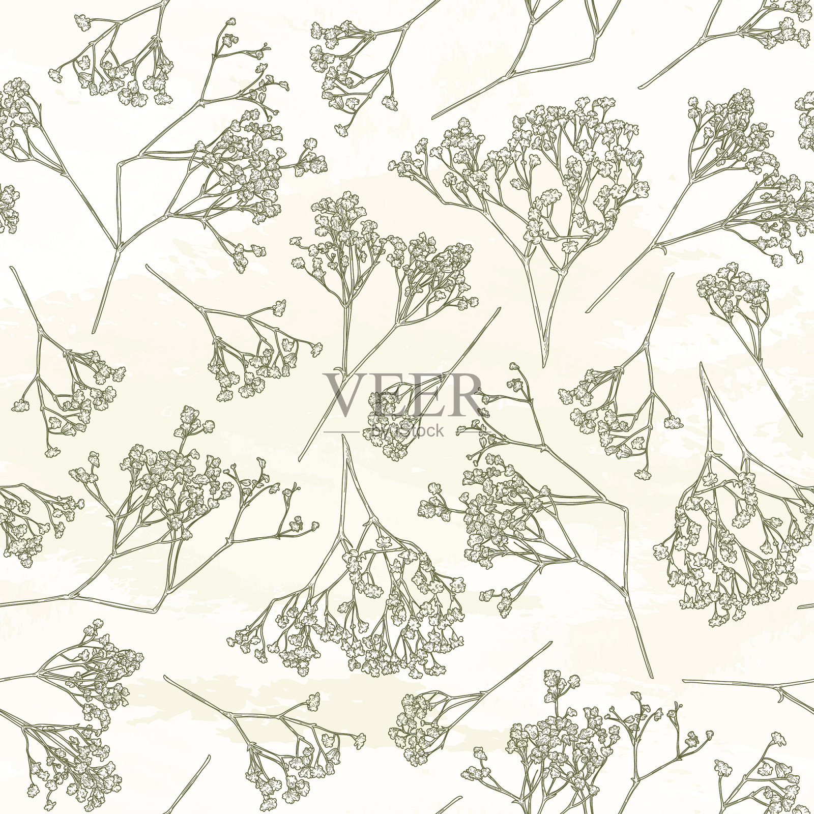 精致婴儿呼吸无缝花卉图案插画图片素材