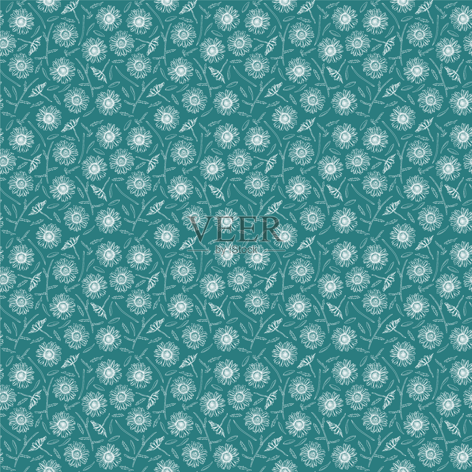 小Ditsy Daisy无缝花卉图案插画图片素材