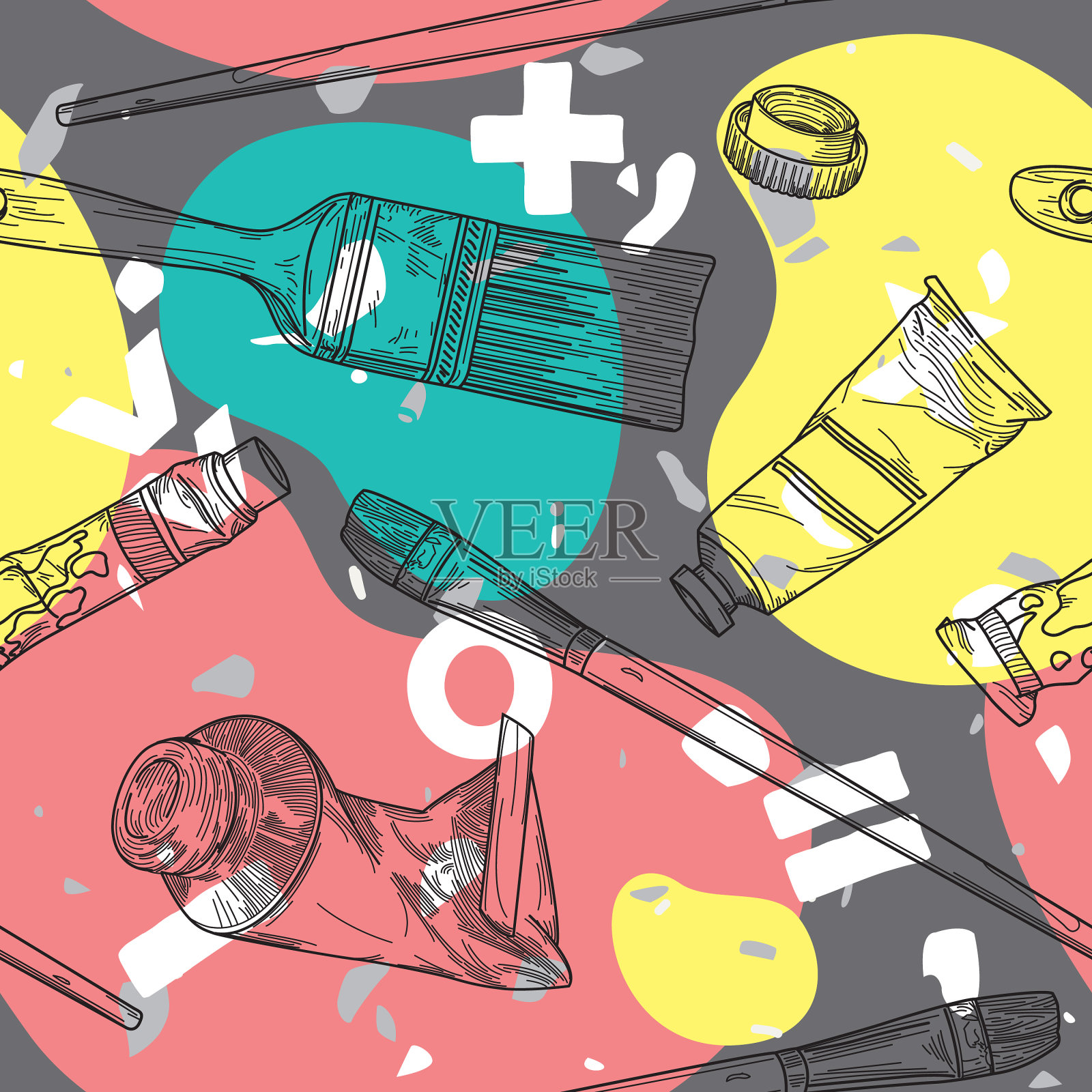 现代水磨石斑点艺术与绘画无缝图案插画图片素材