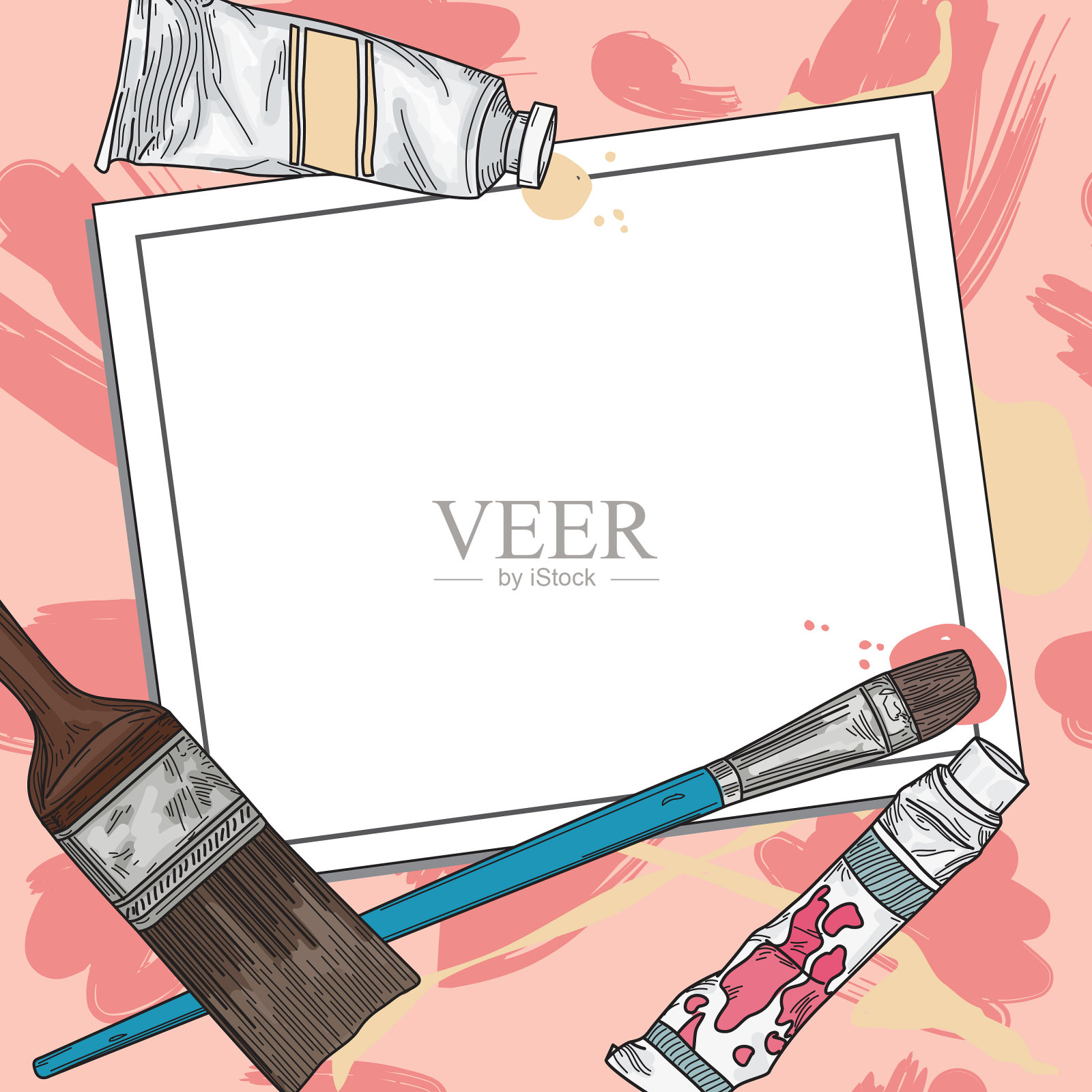 艺术供应和油漆模板和背景插画图片素材