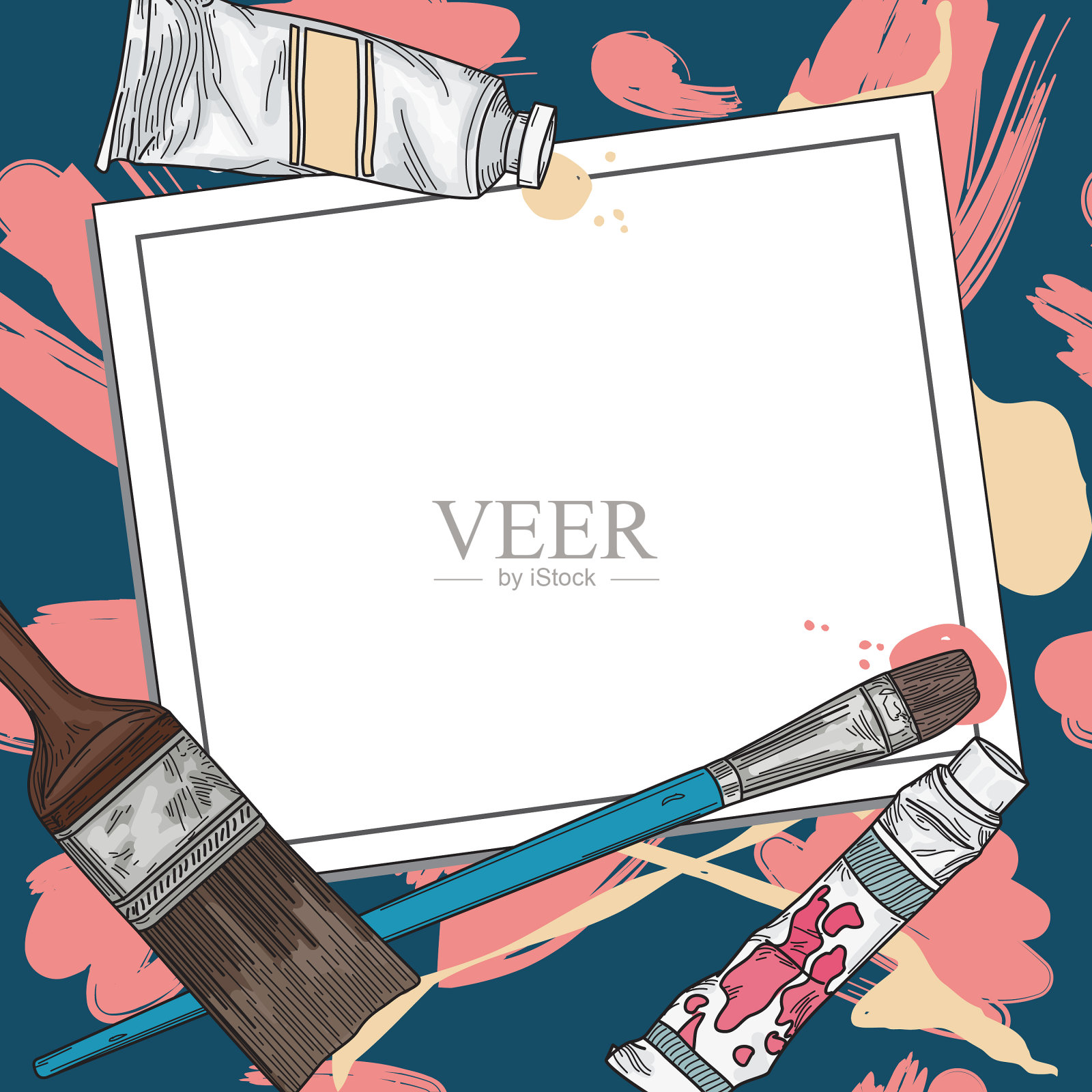 艺术供应和油漆模板和背景插画图片素材