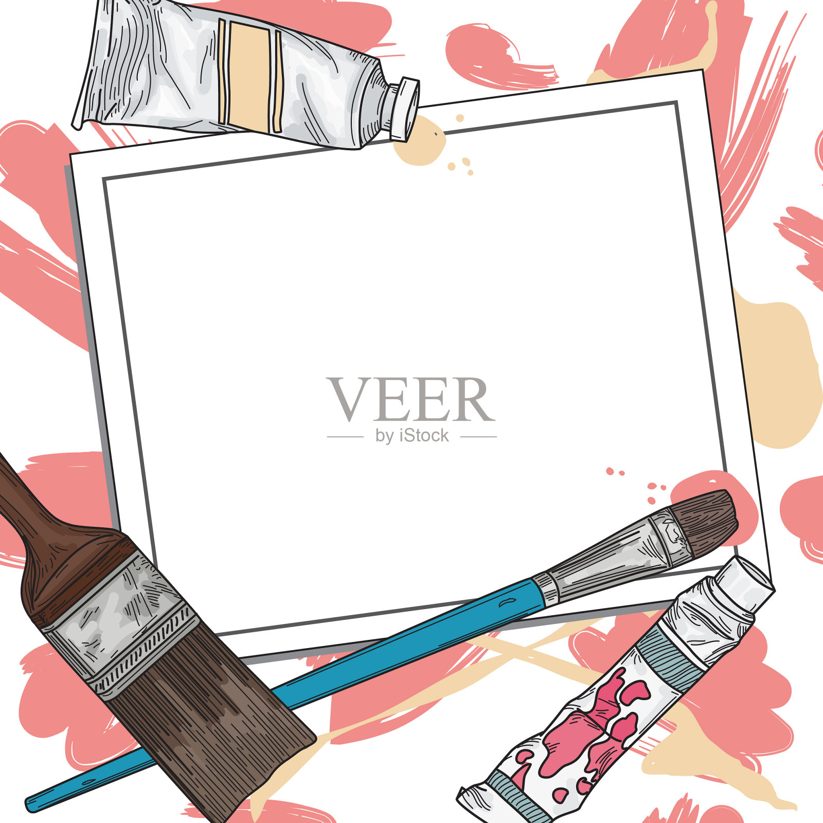 艺术供应和油漆模板和背景插画图片素材