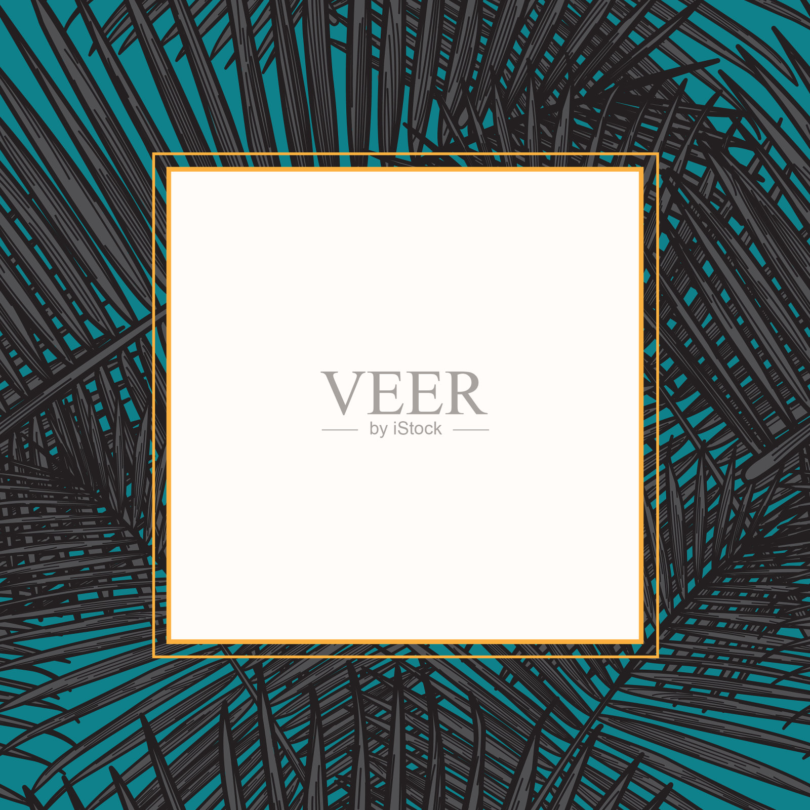 现代热带棕榈叶框架插画图片素材