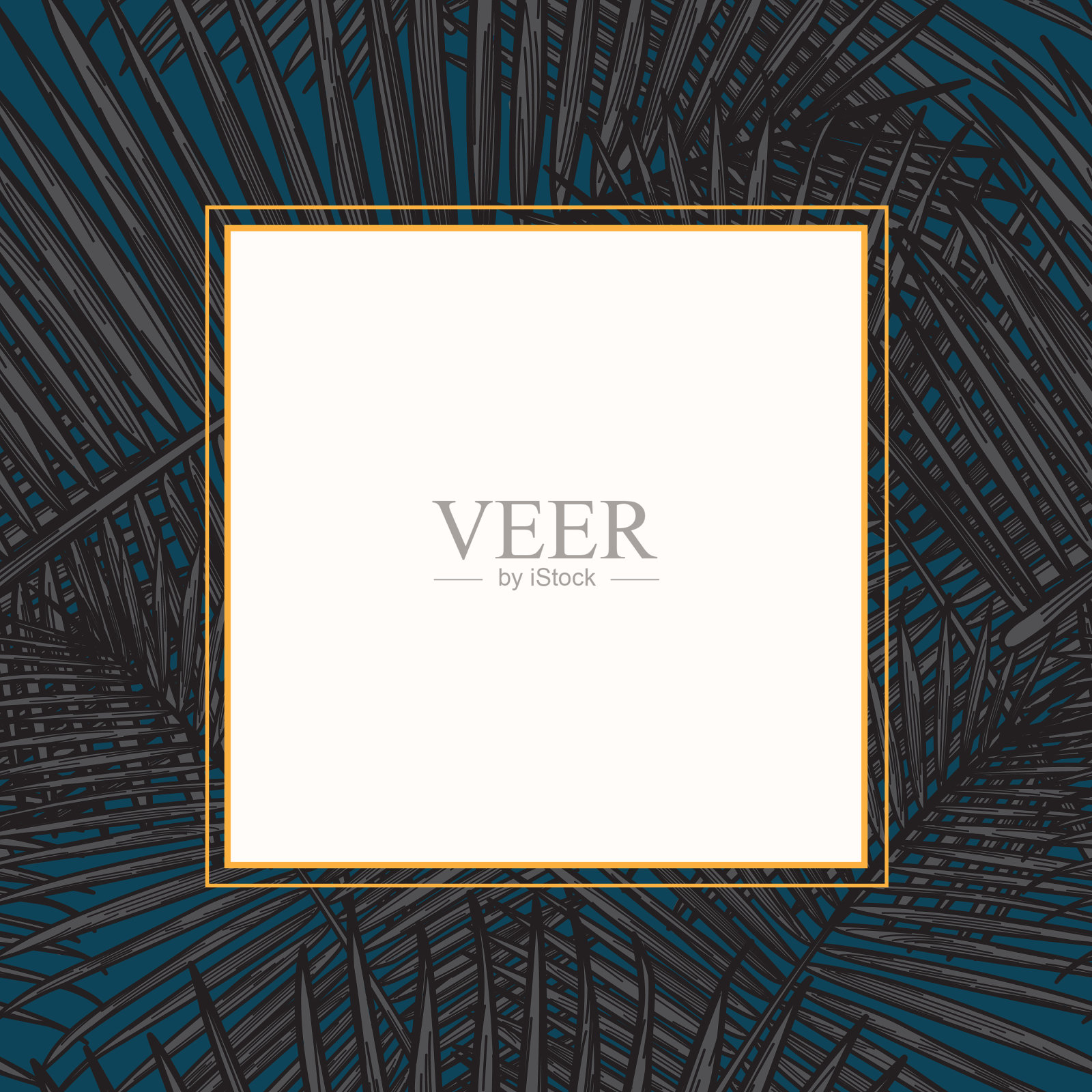 现代热带棕榈叶框架插画图片素材