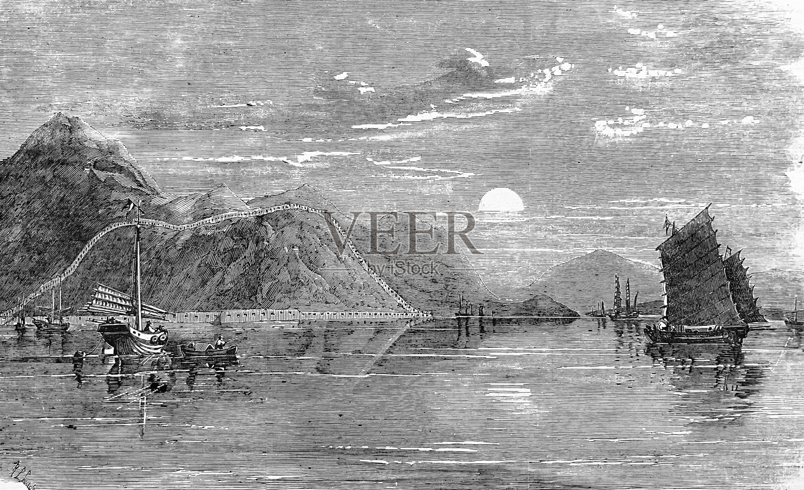 中国，博格堡插画图片素材