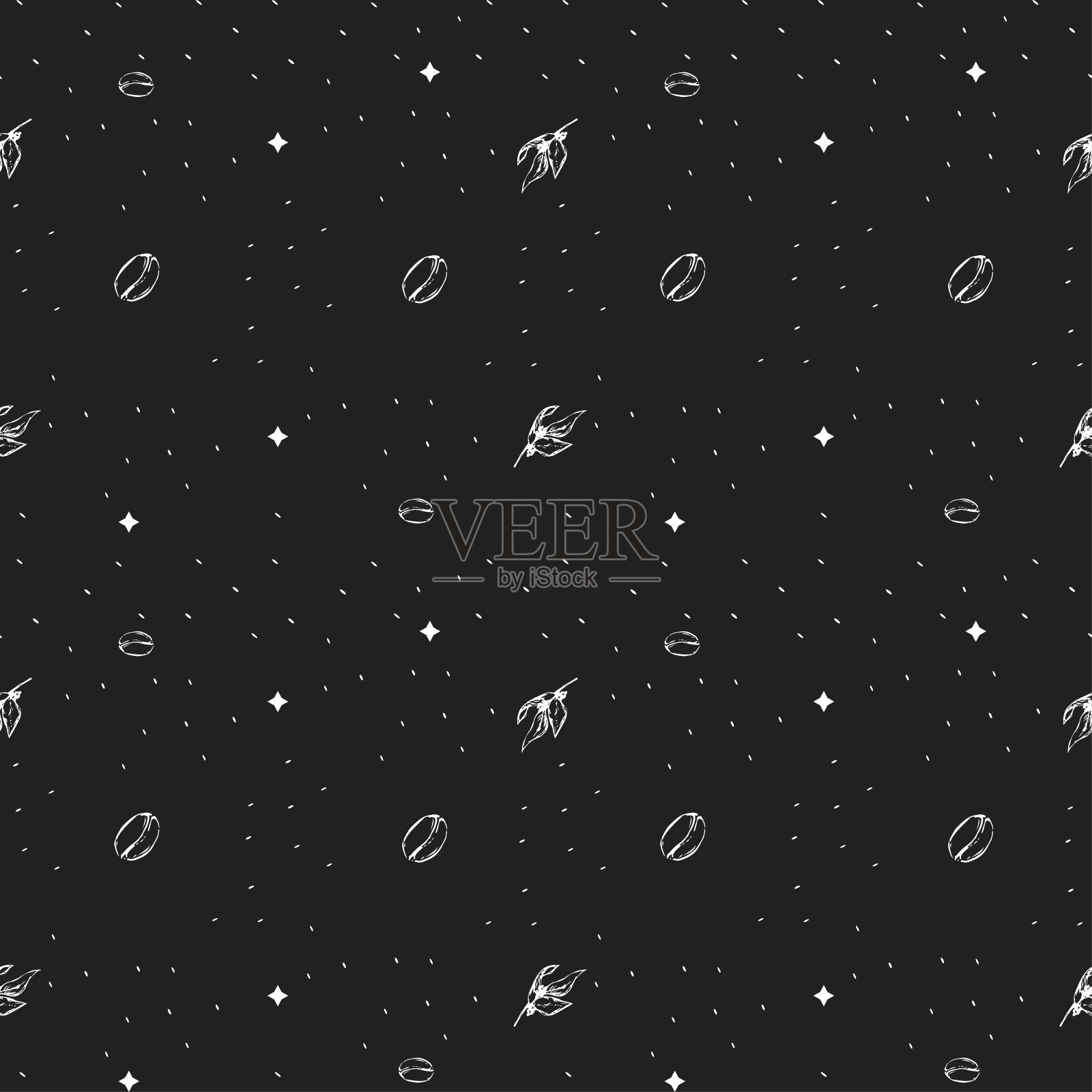 咖啡图案设计与手绘风格插画图片素材