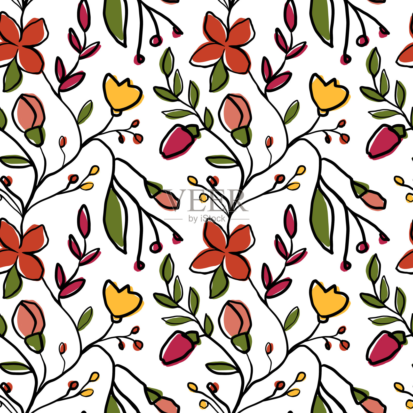 白色花型插画图片素材