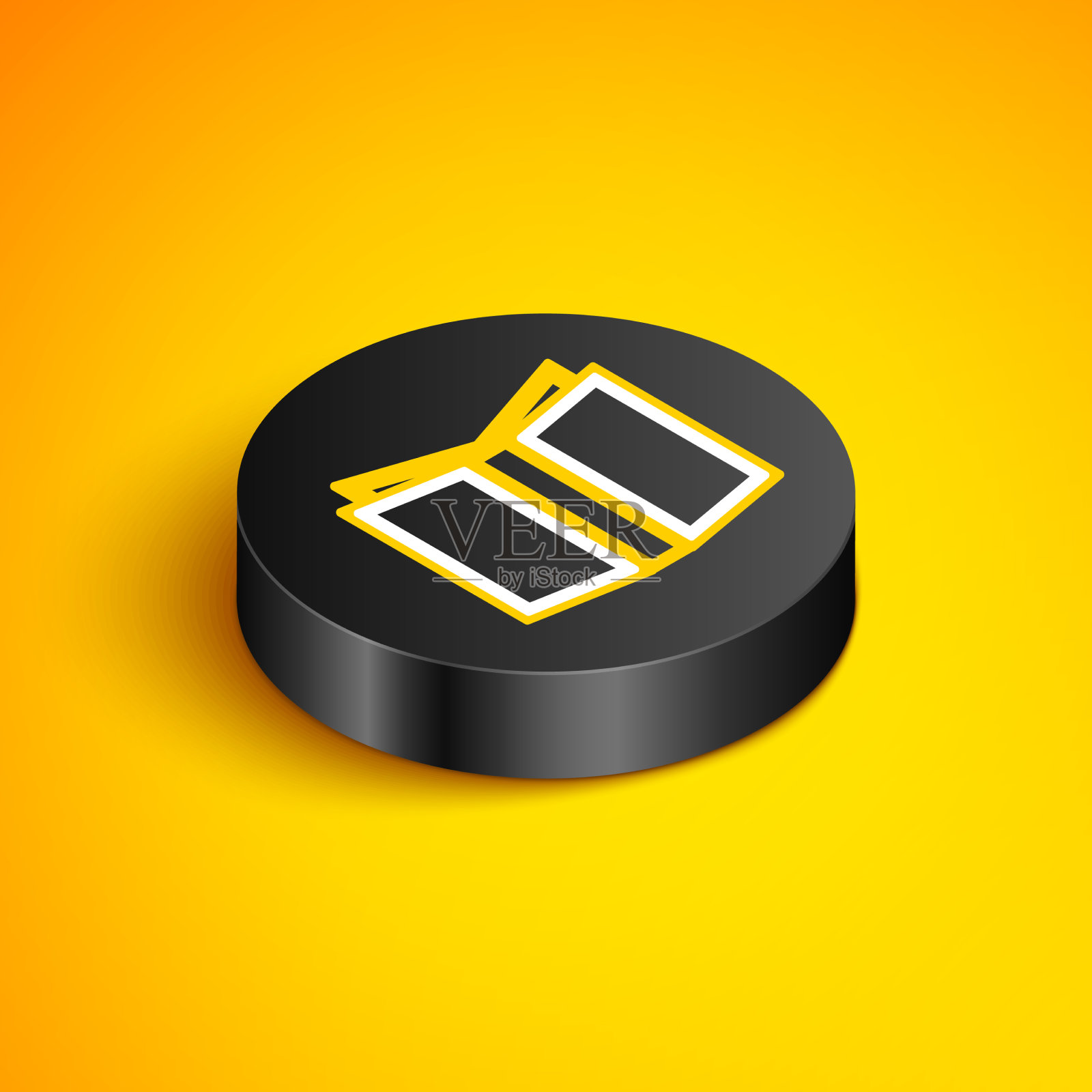 等距线开书图标隔离在黄色插画图片素材