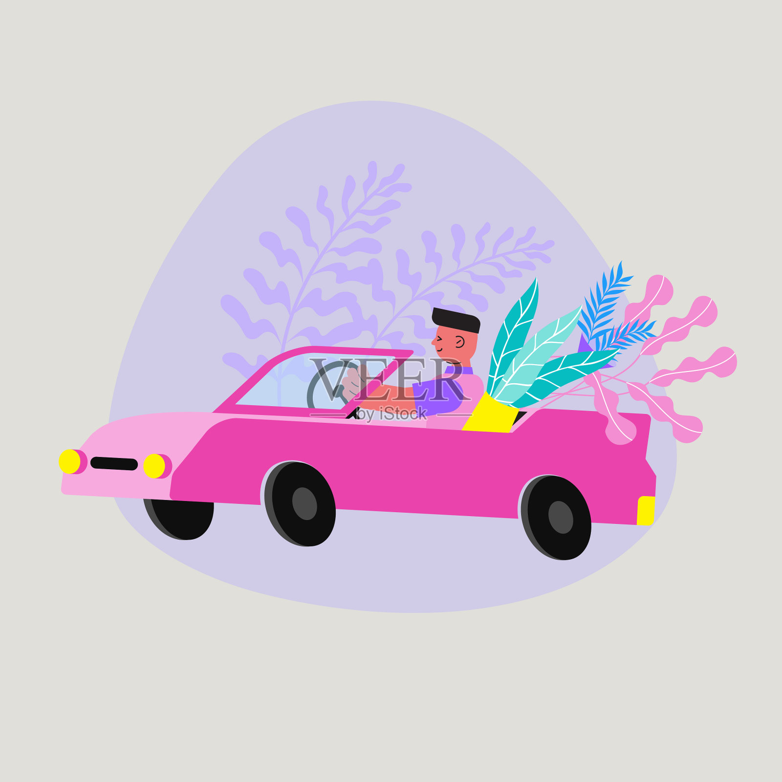 花艺与树平面设计插画图片素材