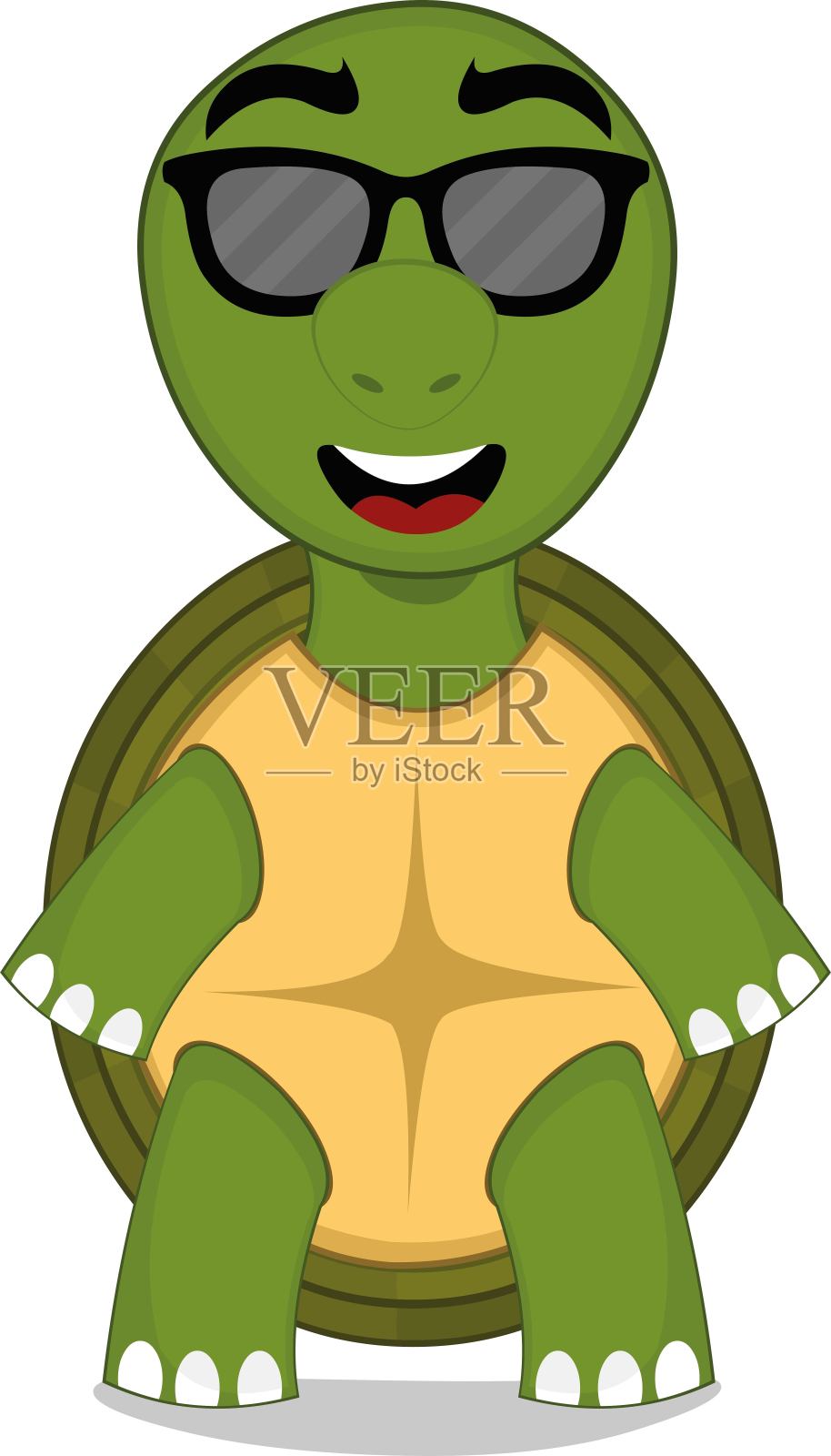 矢量插图乌龟卡通太阳镜设计元素图片