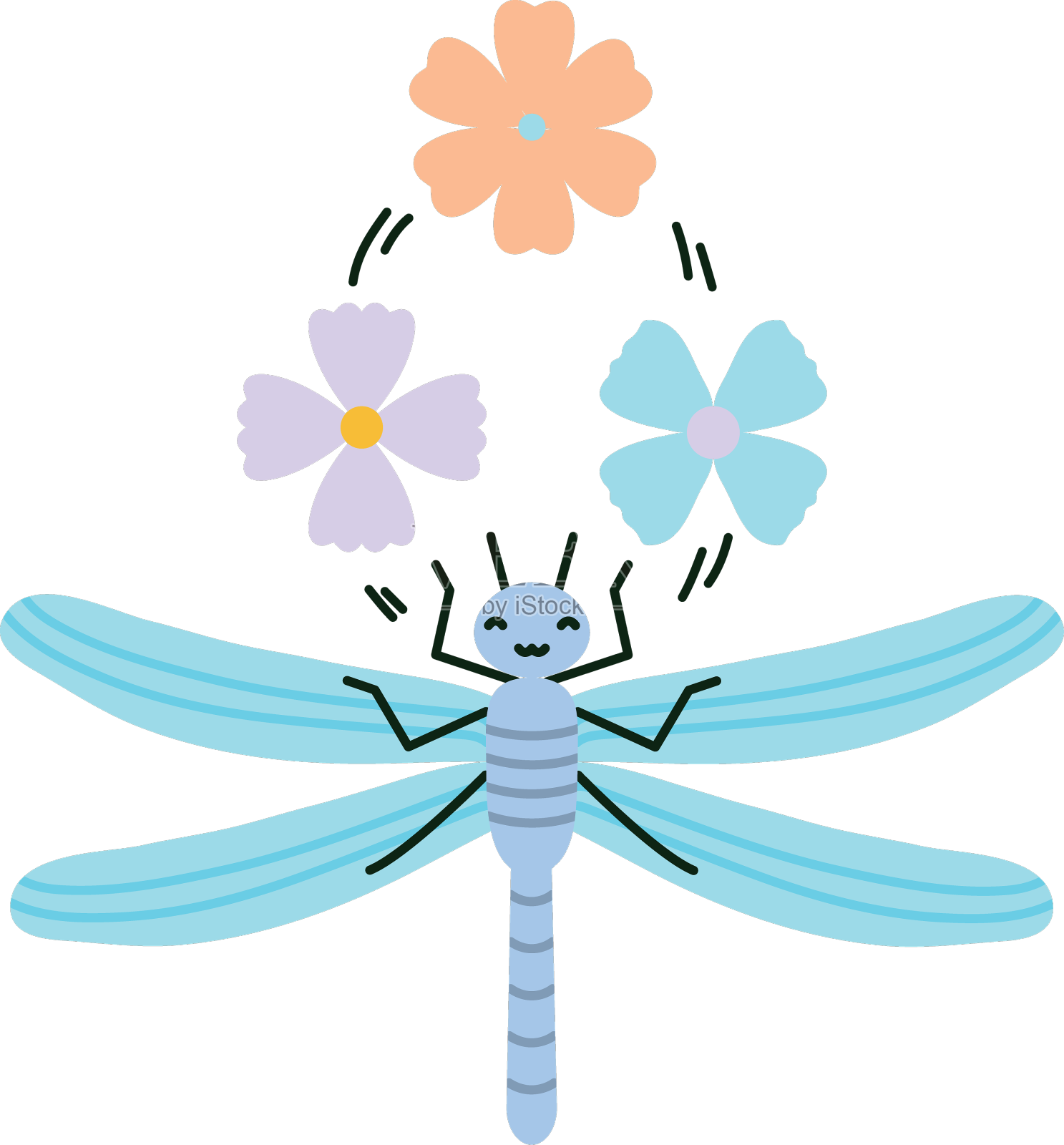 小花园里有小飞龙，可爱极了设计元素图片