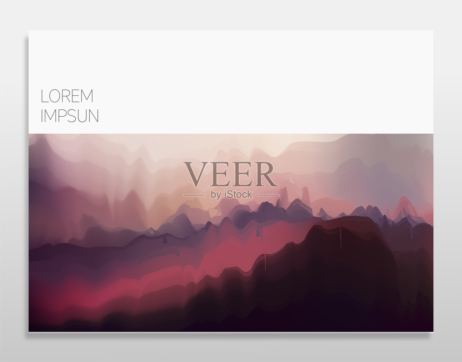 超现实主义色彩渐变的山地景观覆盖模板背景插画图片素材