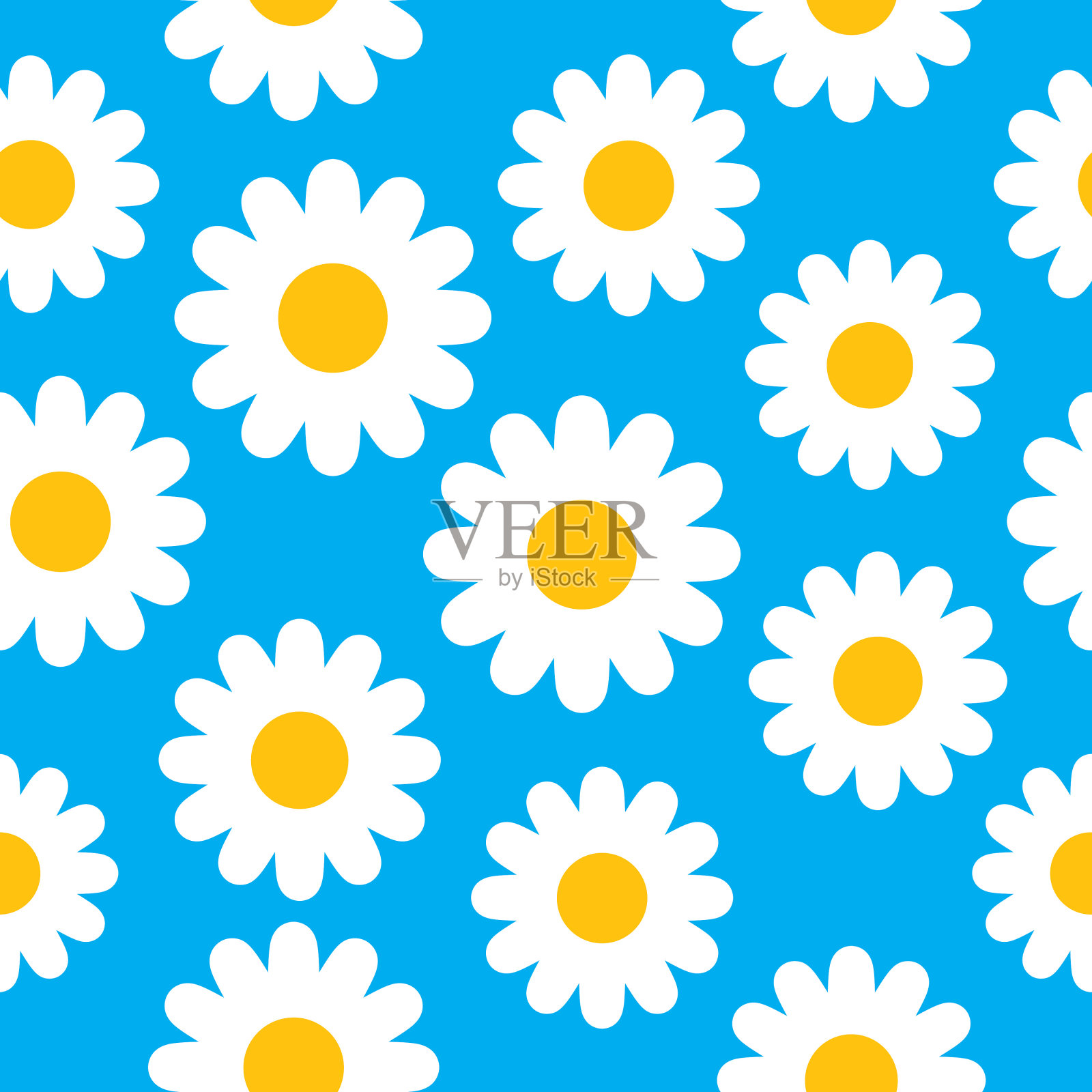 白色雏菊花无缝模式插画图片素材