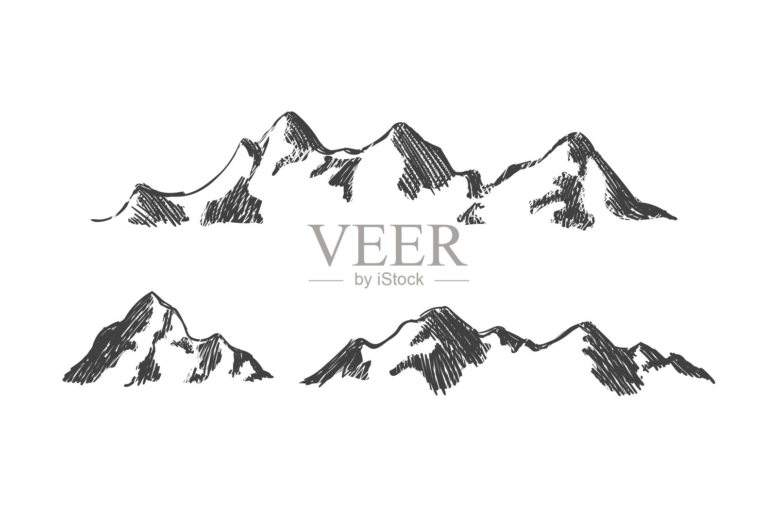 手绘山图山图插画图片素材