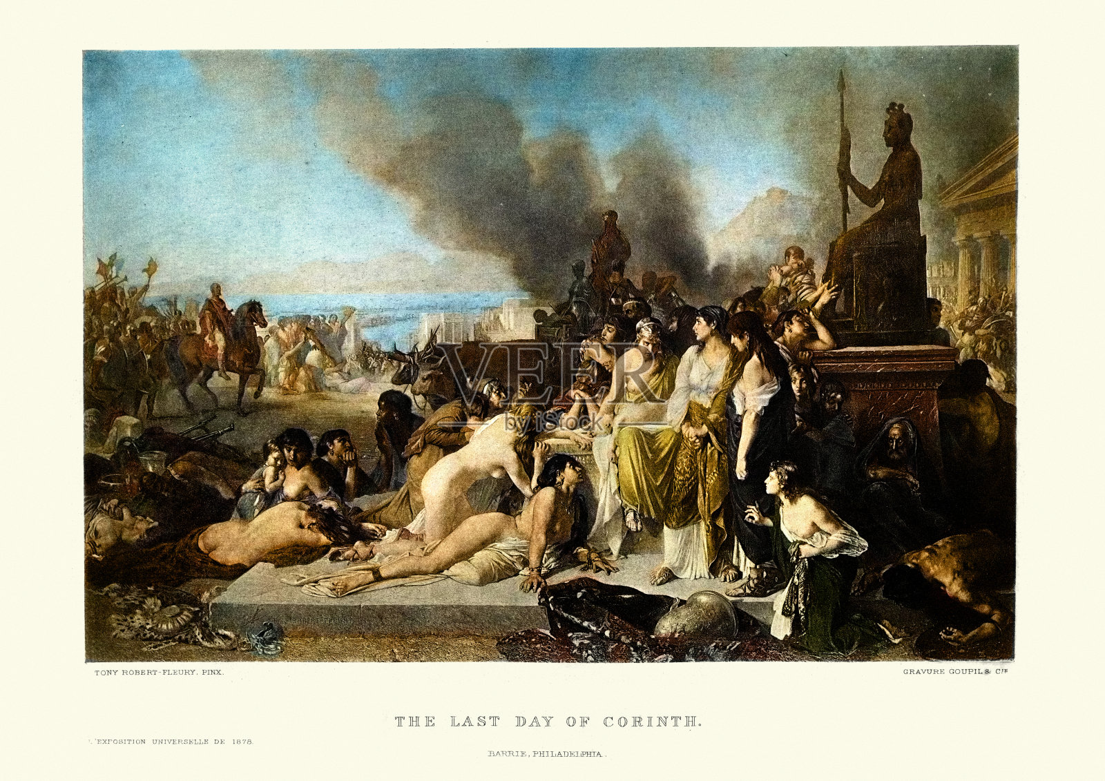 罗马军团洗劫并烧毁了古希腊城市科林斯插画图片素材