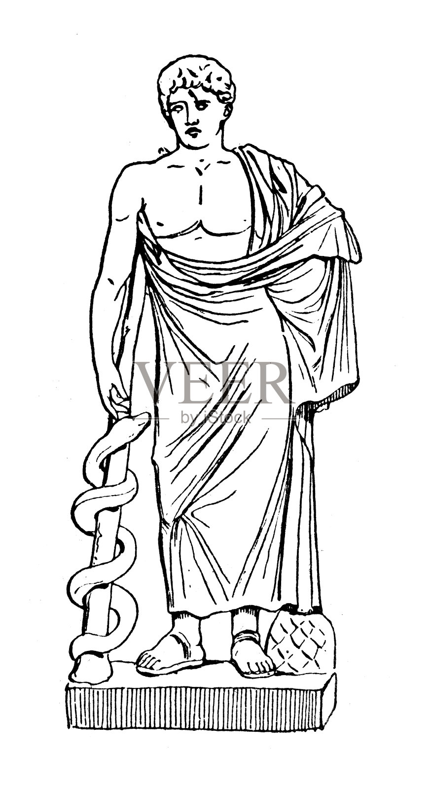 古董插图:阿斯克勒庇俄斯插画图片素材