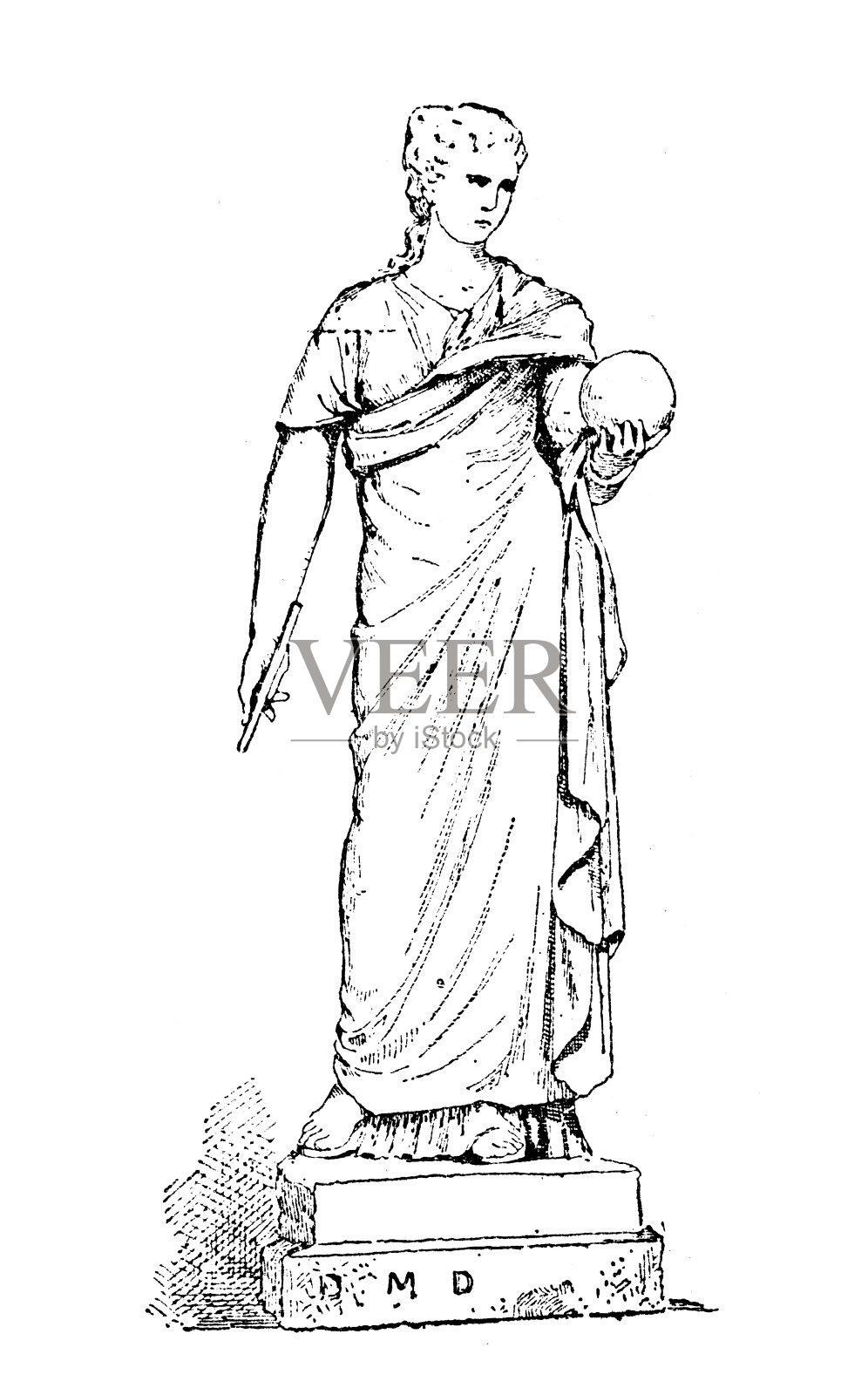 古色古香的插画:天文学的缪斯女神插画图片素材