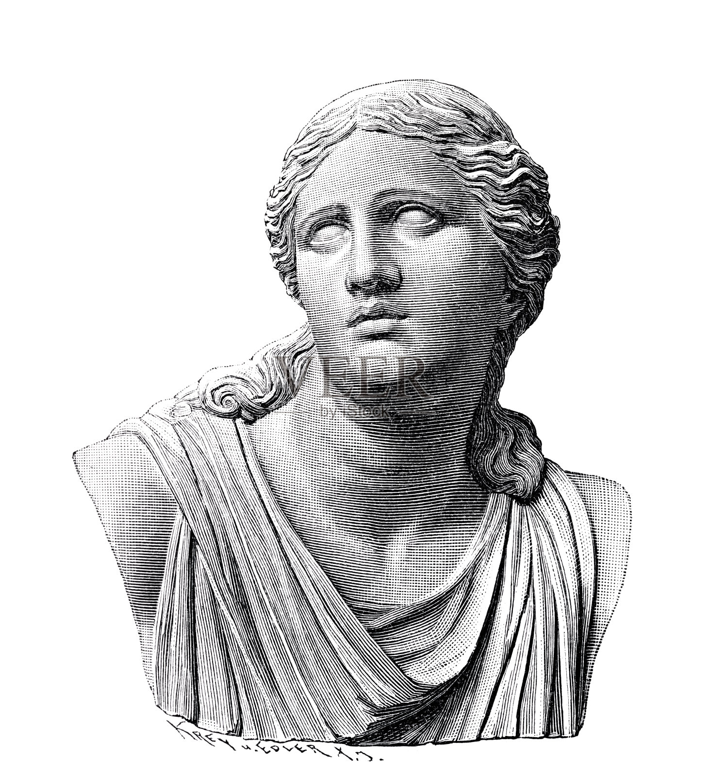 尼俄伯半身像，希腊神话中的女人插画图片素材