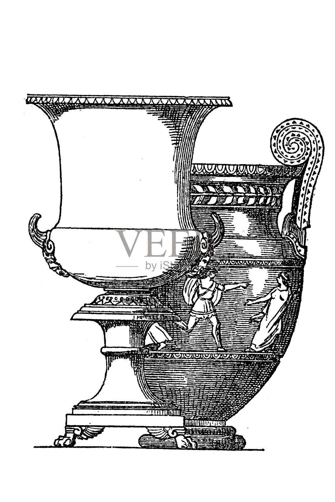 矮和高的krater或crater(希腊语:“混合容器”)是一个大花瓶插画图片素材