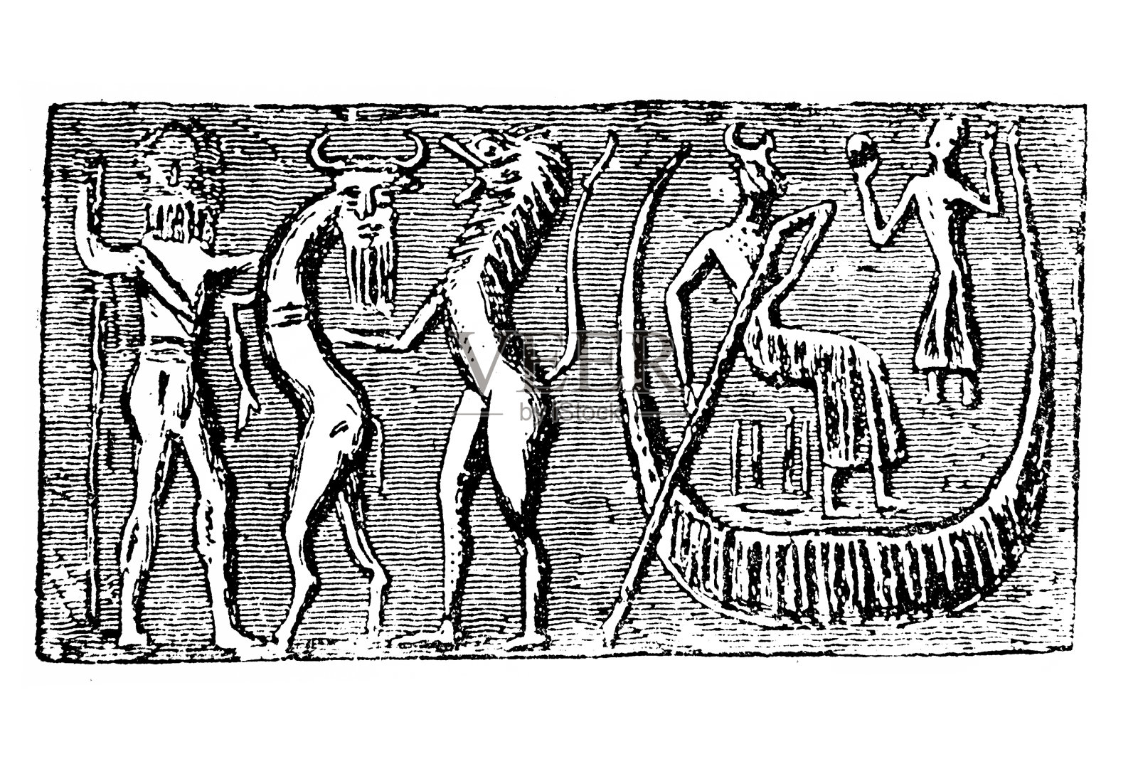 吉尔伽美什史诗中的大洪水描述插画图片素材