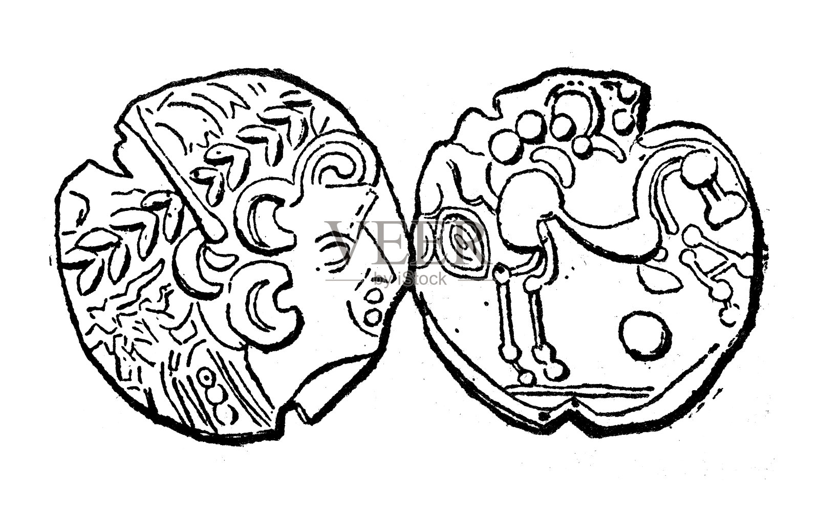 仿古插画:古币插画图片素材