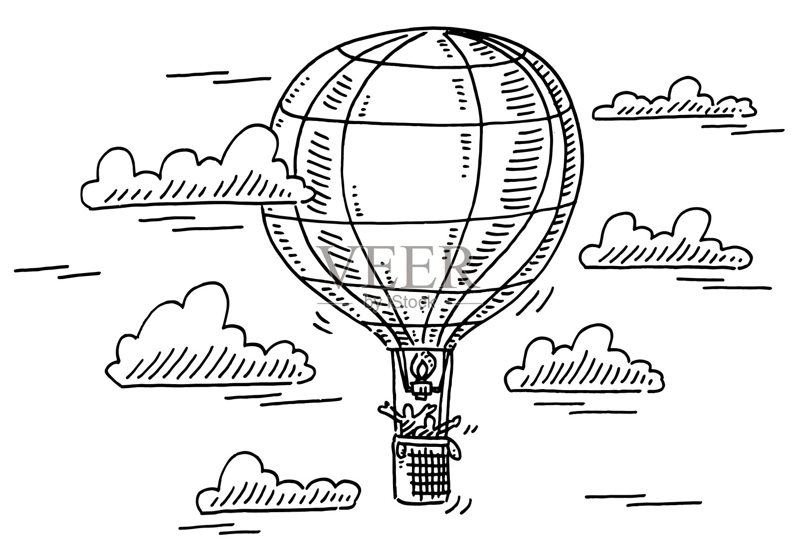 空中的热气球插画图片素材