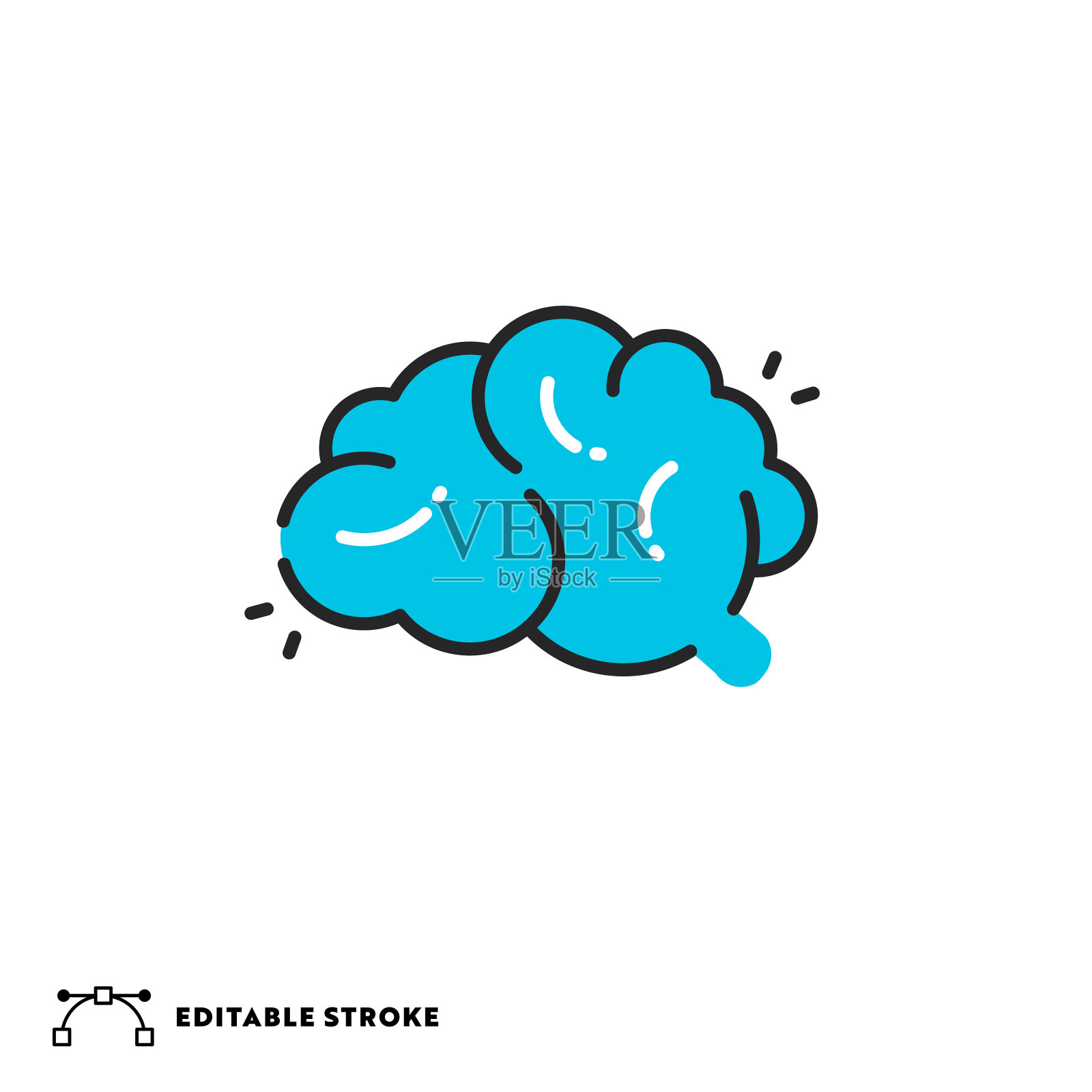 脑图标与可编辑的描边和像素完美。插画图片素材