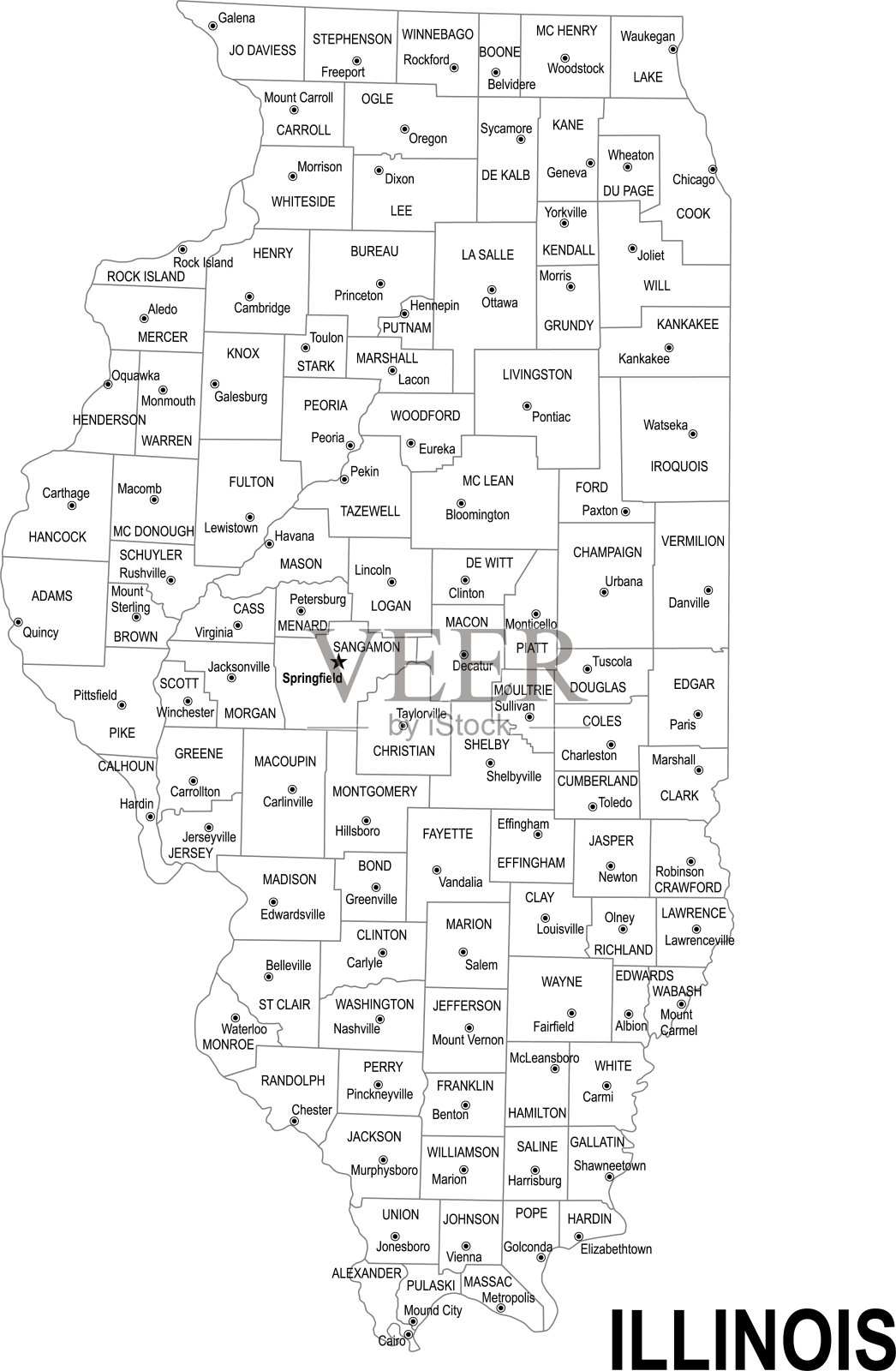 伊利诺斯州轮廓图插画图片素材