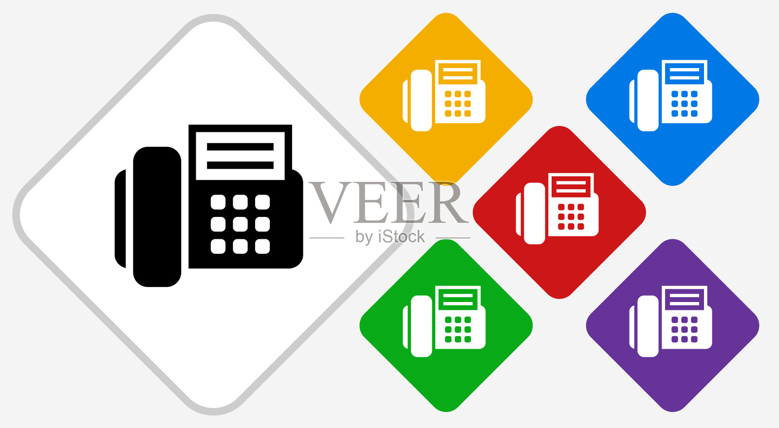 办公室电话彩色钻石矢量图标插画图片素材