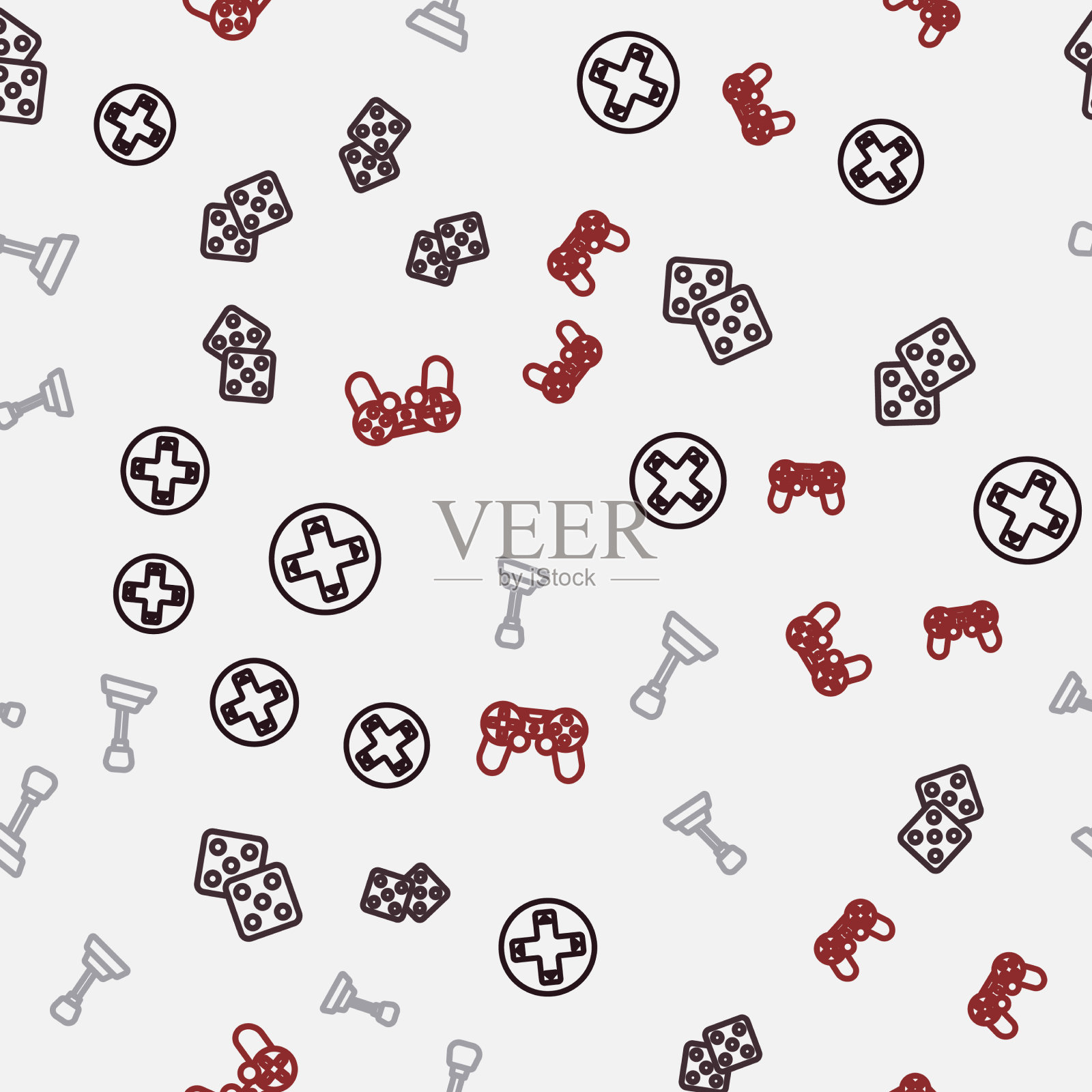 设置在线游戏控制器或摇杆骰子齿轮图标素材