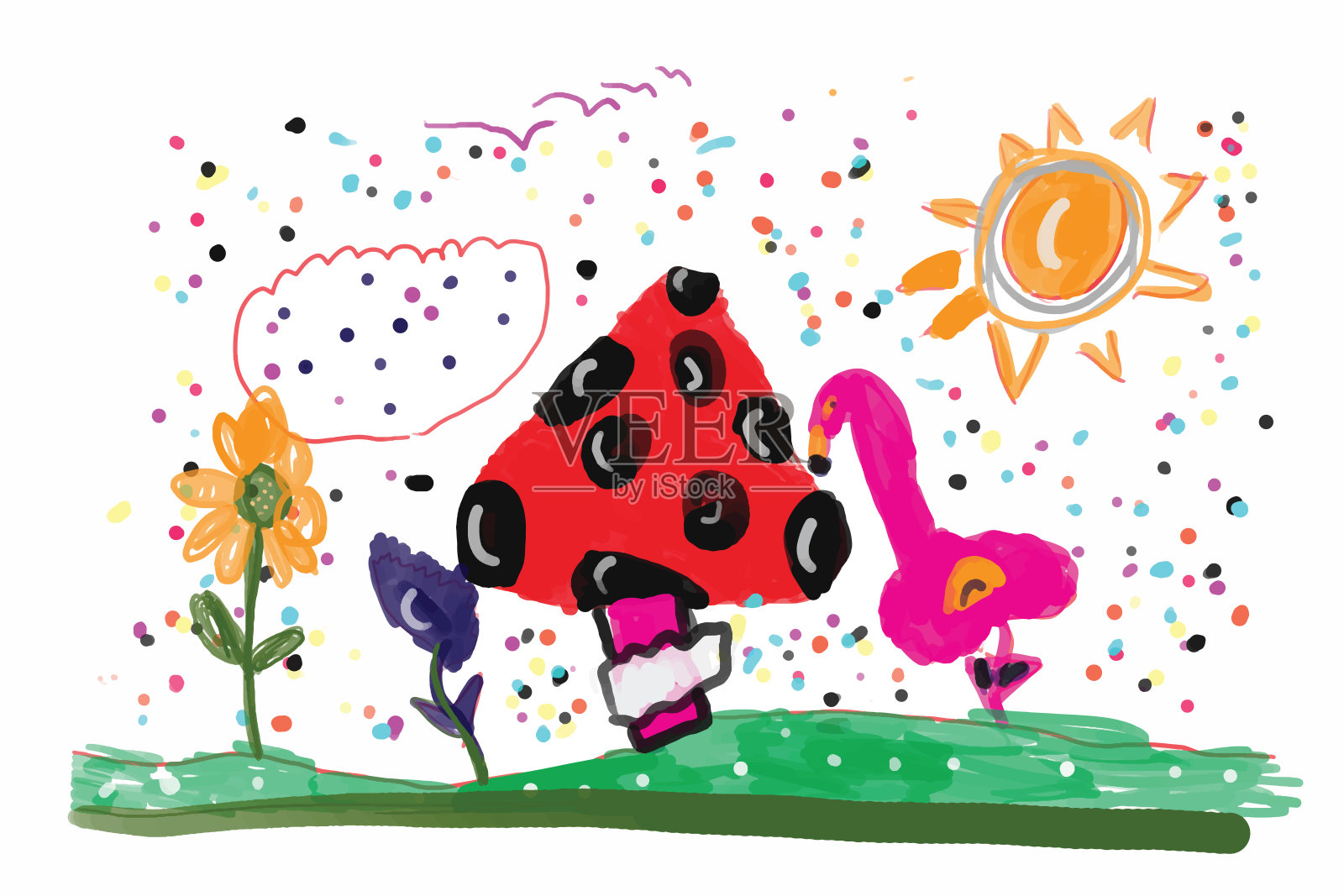 创造性的孩子画画插画图片素材